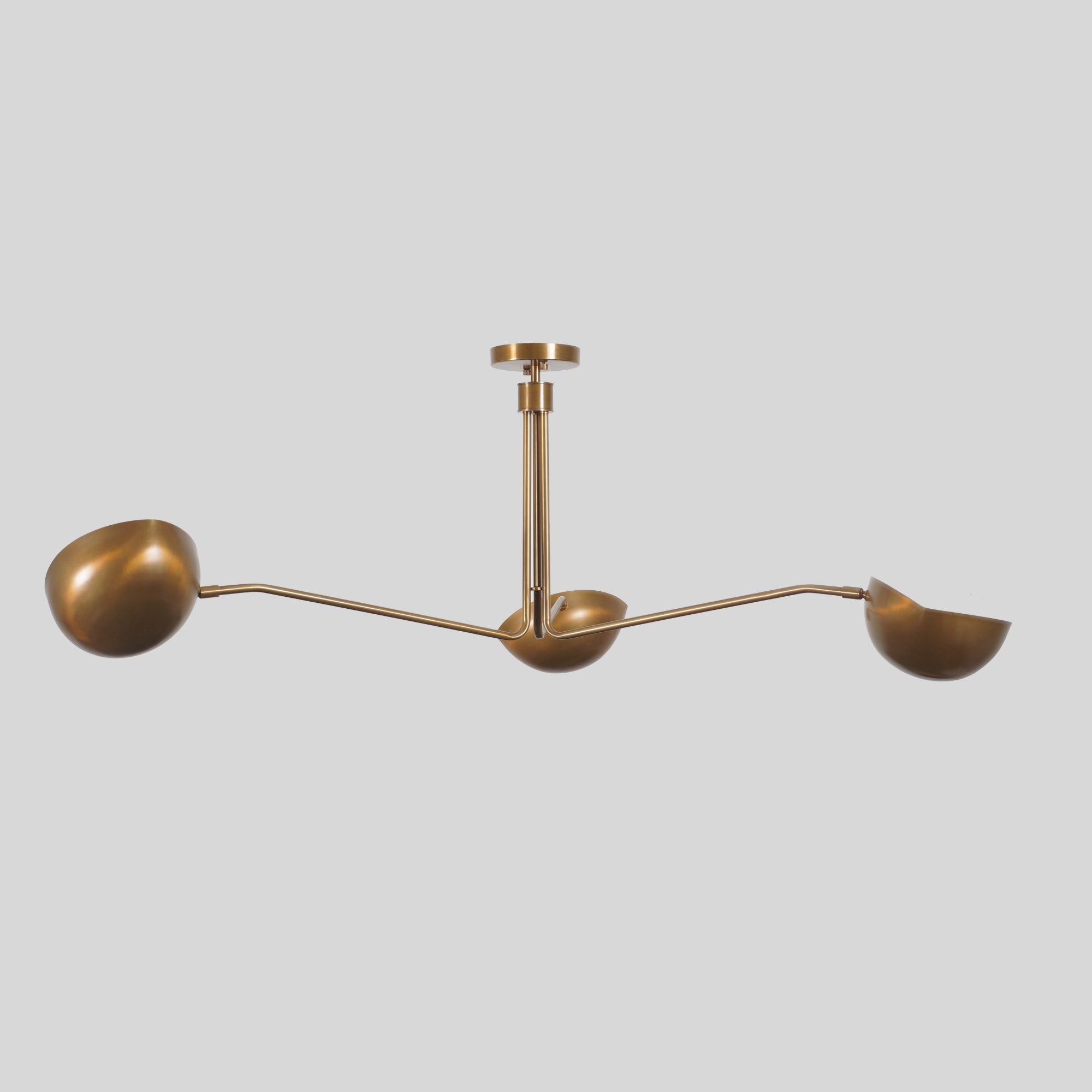 Three Light Brass Sputnik Ceiling Fixture - Doozie Light Studio
