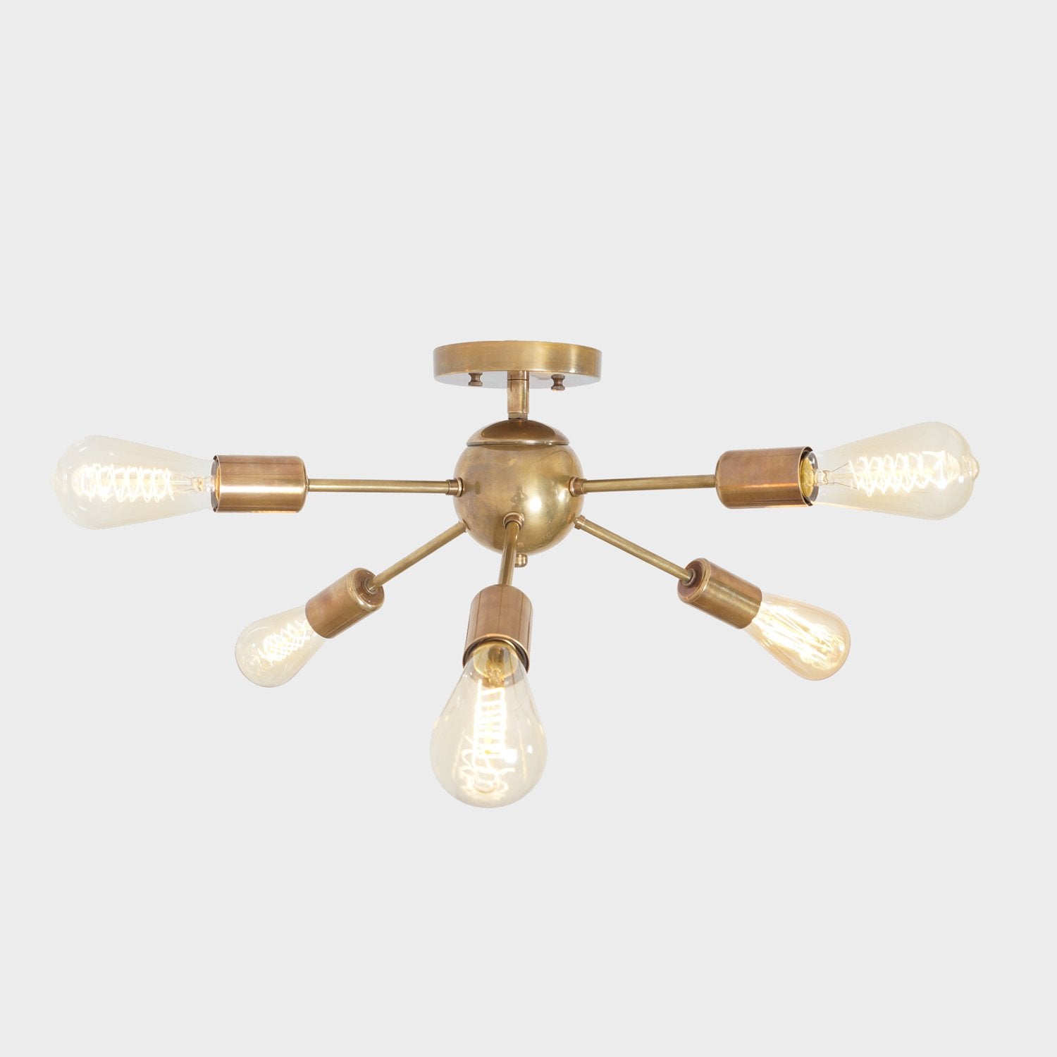 Modern Brass 6 Arm Light Sputnik Flush Mount Chandelier Light Fixture. - Doozie Light Studio