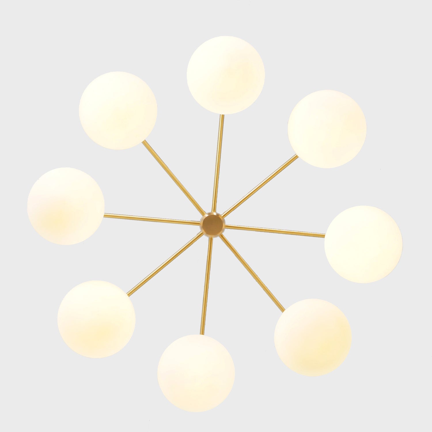 Modern Brass 8 Bulbs Glass Globe Trumpet Chandelier - Doozie Light Studio