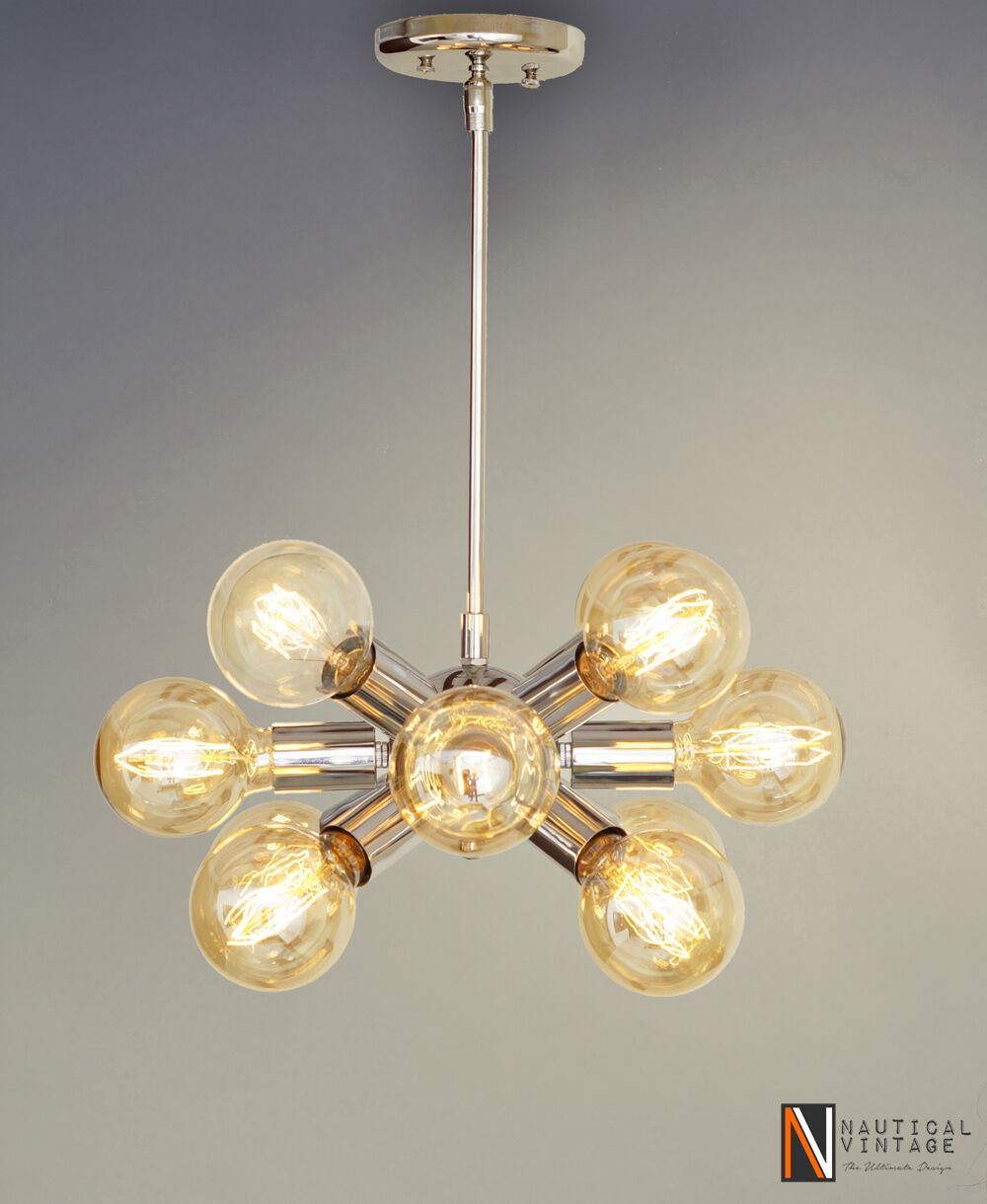 Modern Chrome Brass Hanging Ceiling Sputnik Chandelier with 12 Arms - Doozie Light Studio