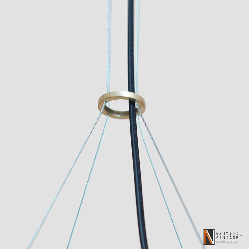 Italian Style Geometric Brass Chandeliers - Suspension Cable Brass Chandelier - Doozie Light Studio