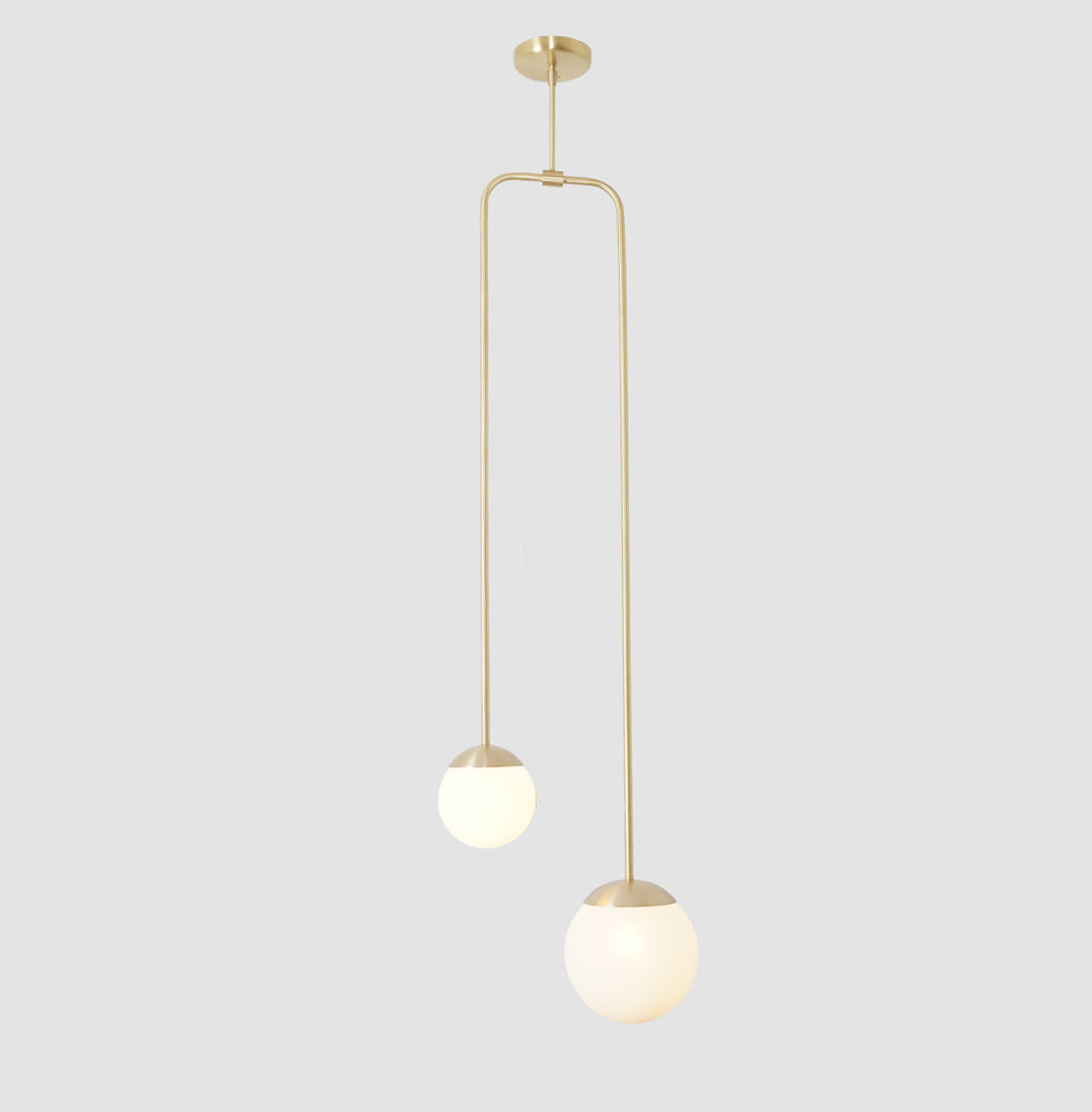 Double Globes Modern Brass Stem Pendant Chandelier Light Fixture - Doozie Light Studio
