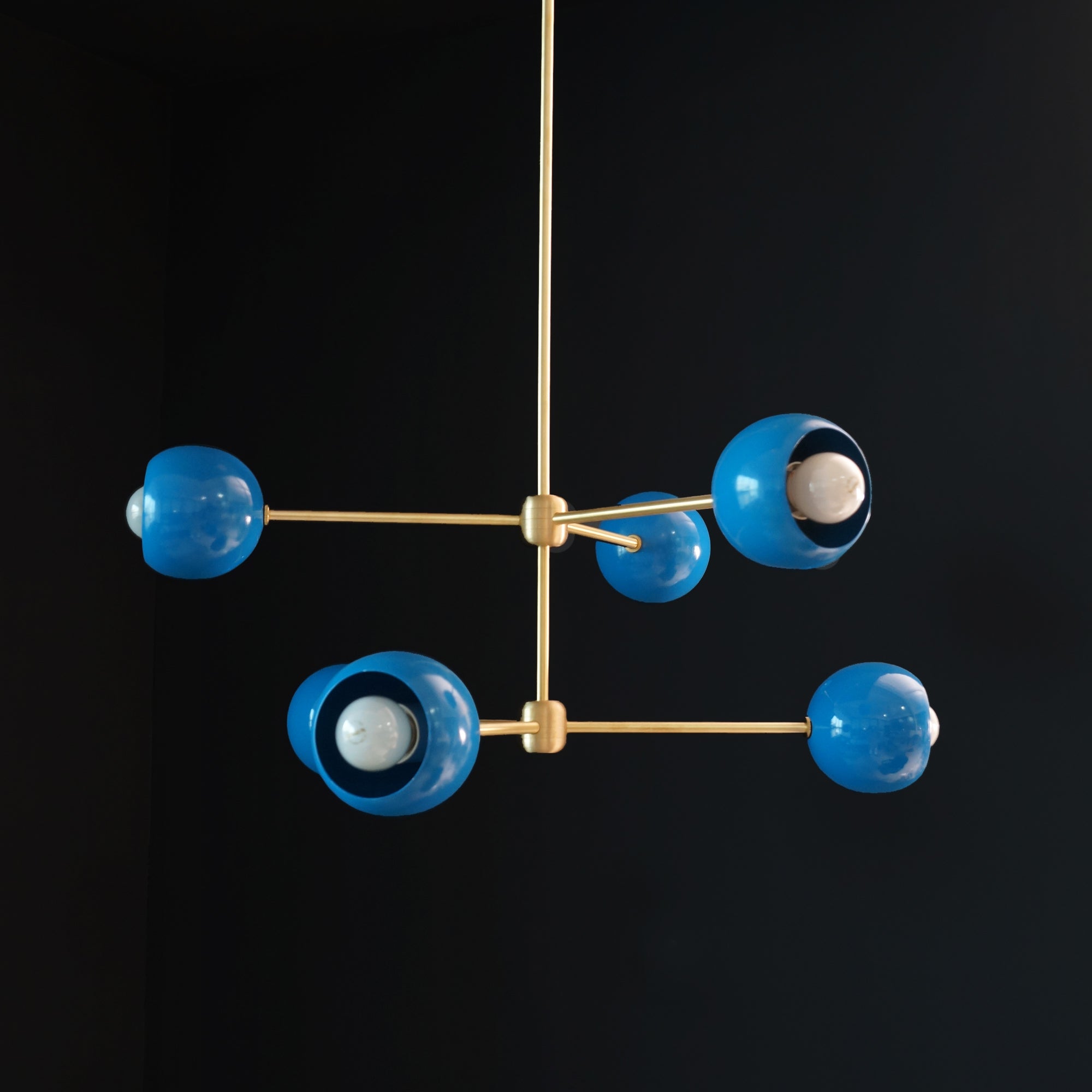 6 Light Blue Ball Sputnik Chandelier Light Fixture - Doozie Light Studio