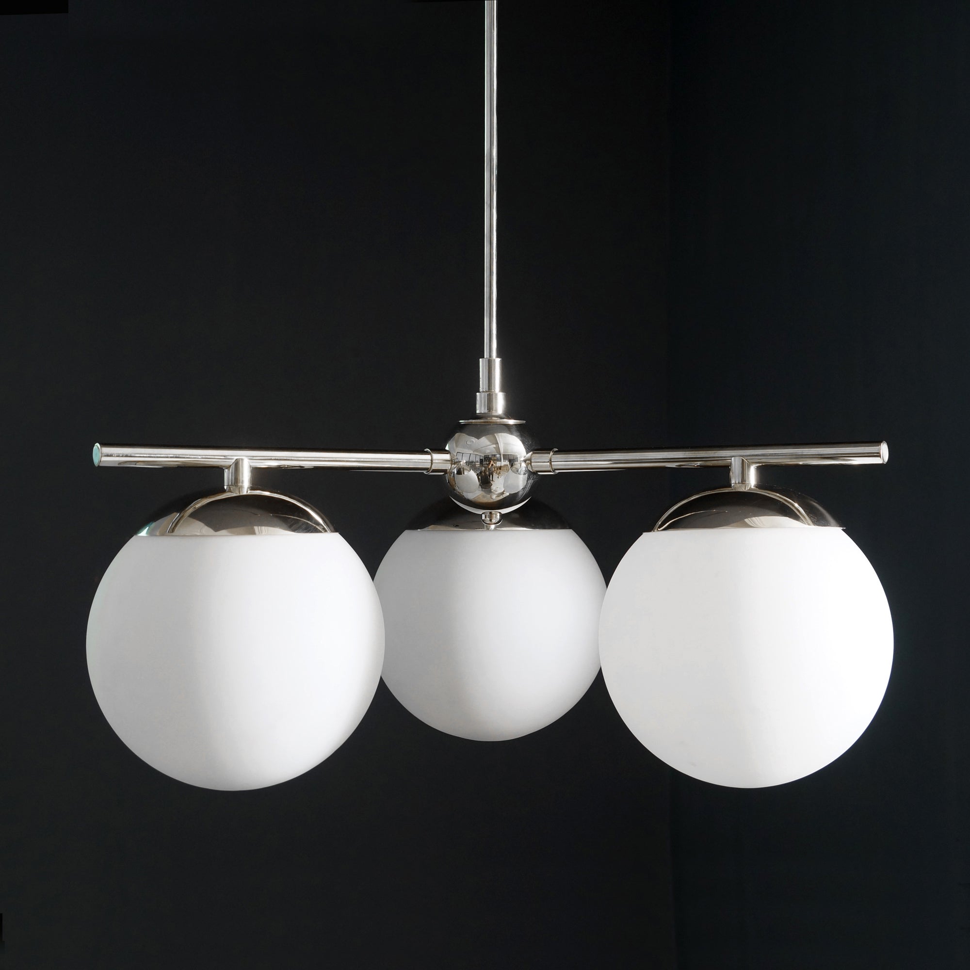 Modern Brass 3 Glass Sphere Globe Chandelier 34"D - Doozie Light Studio