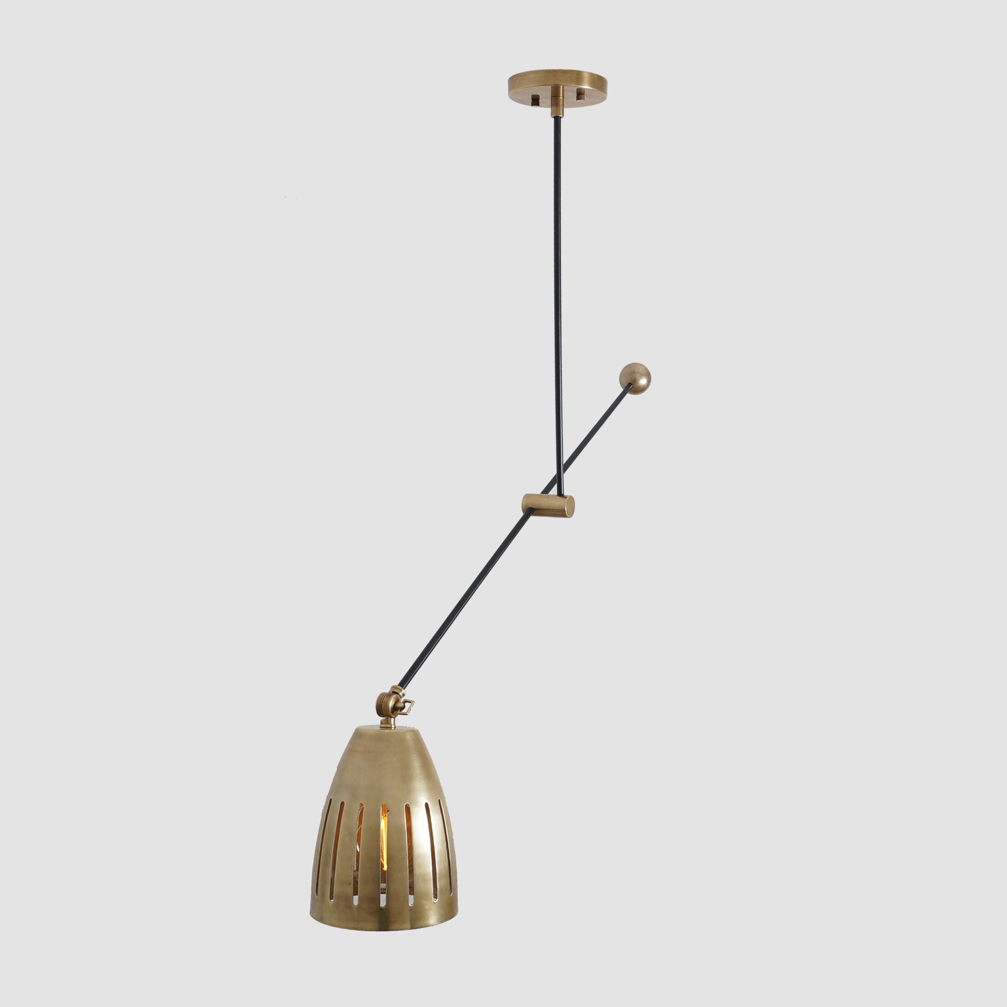 Modern Brass Counter Balance Pendant Lamp - Doozie Light Studio