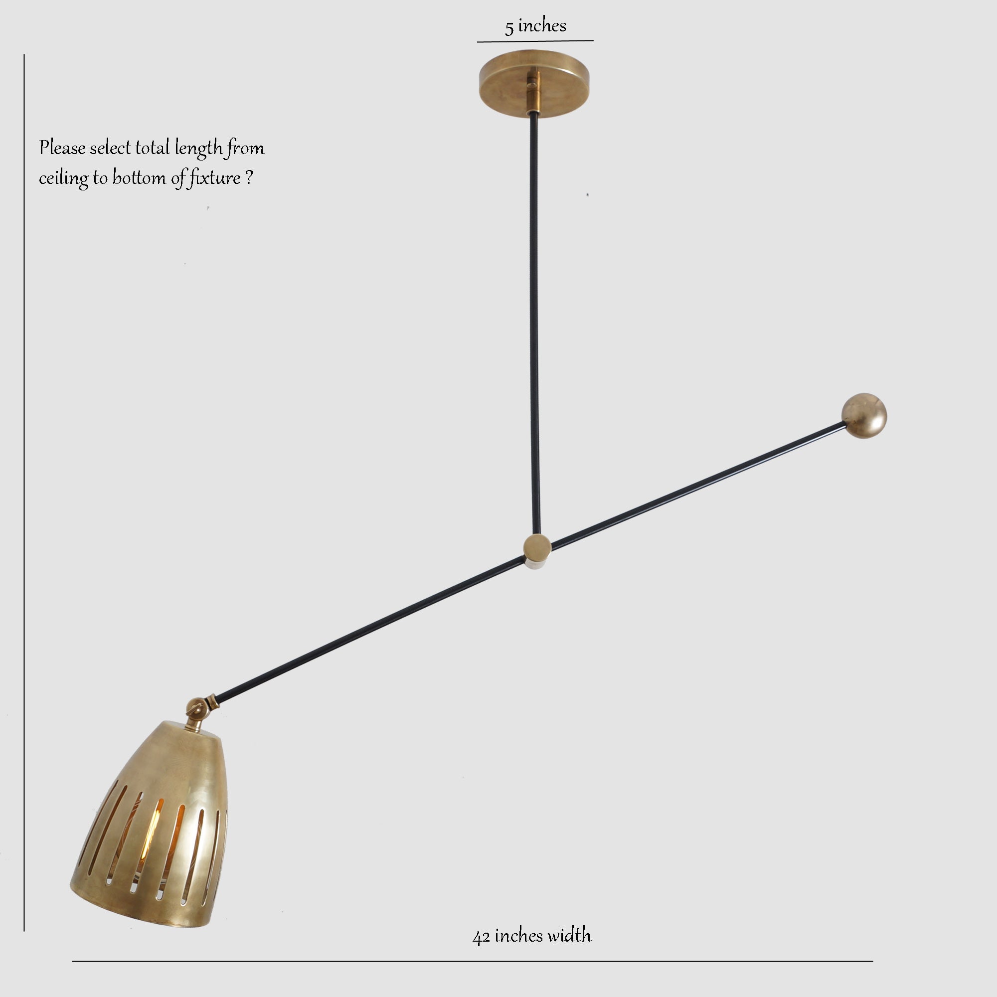 Modern Brass Counter Balance Pendant Lamp - Doozie Light Studio