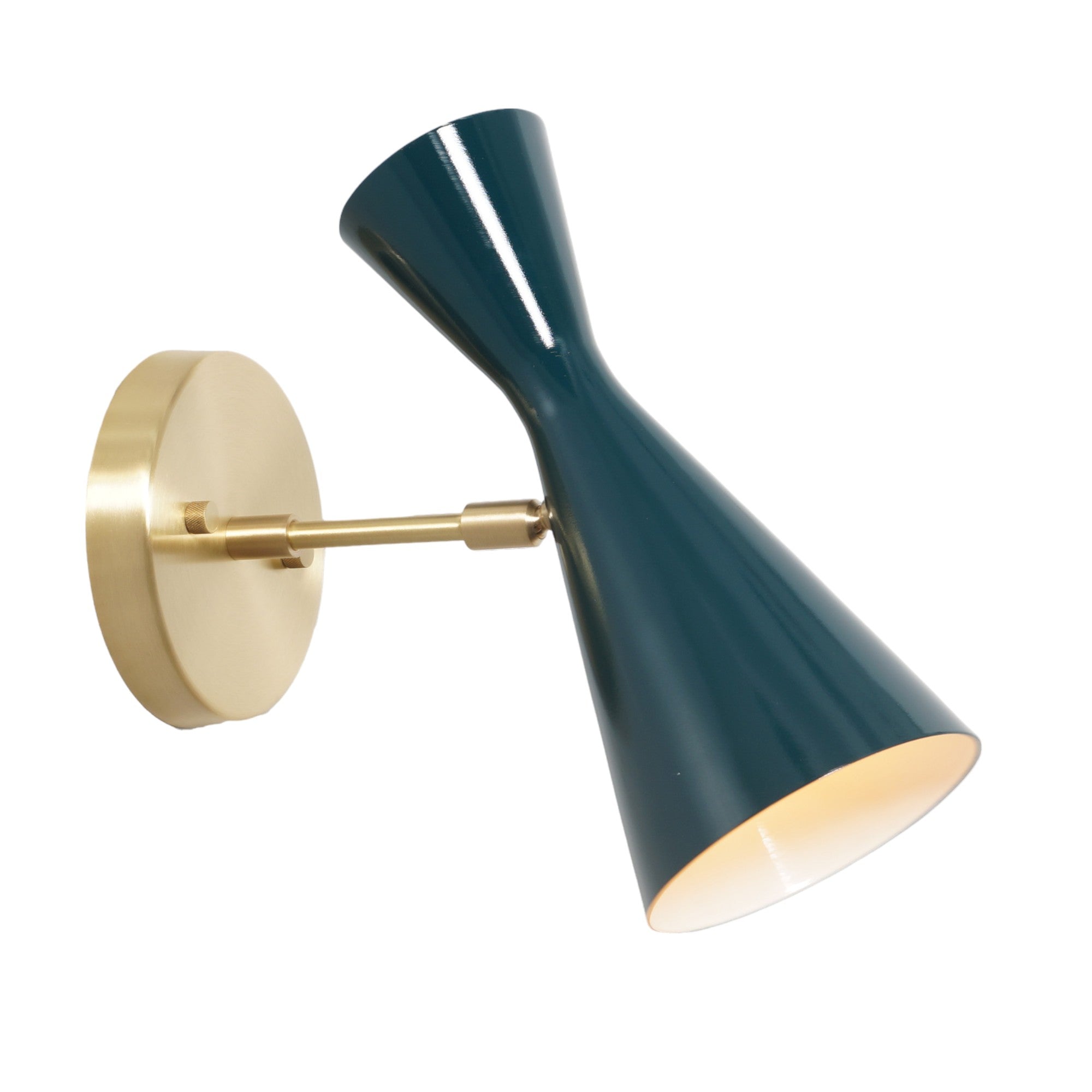 Single Light Cone Shade Brass Wall Sconce - Doozie Light Studio