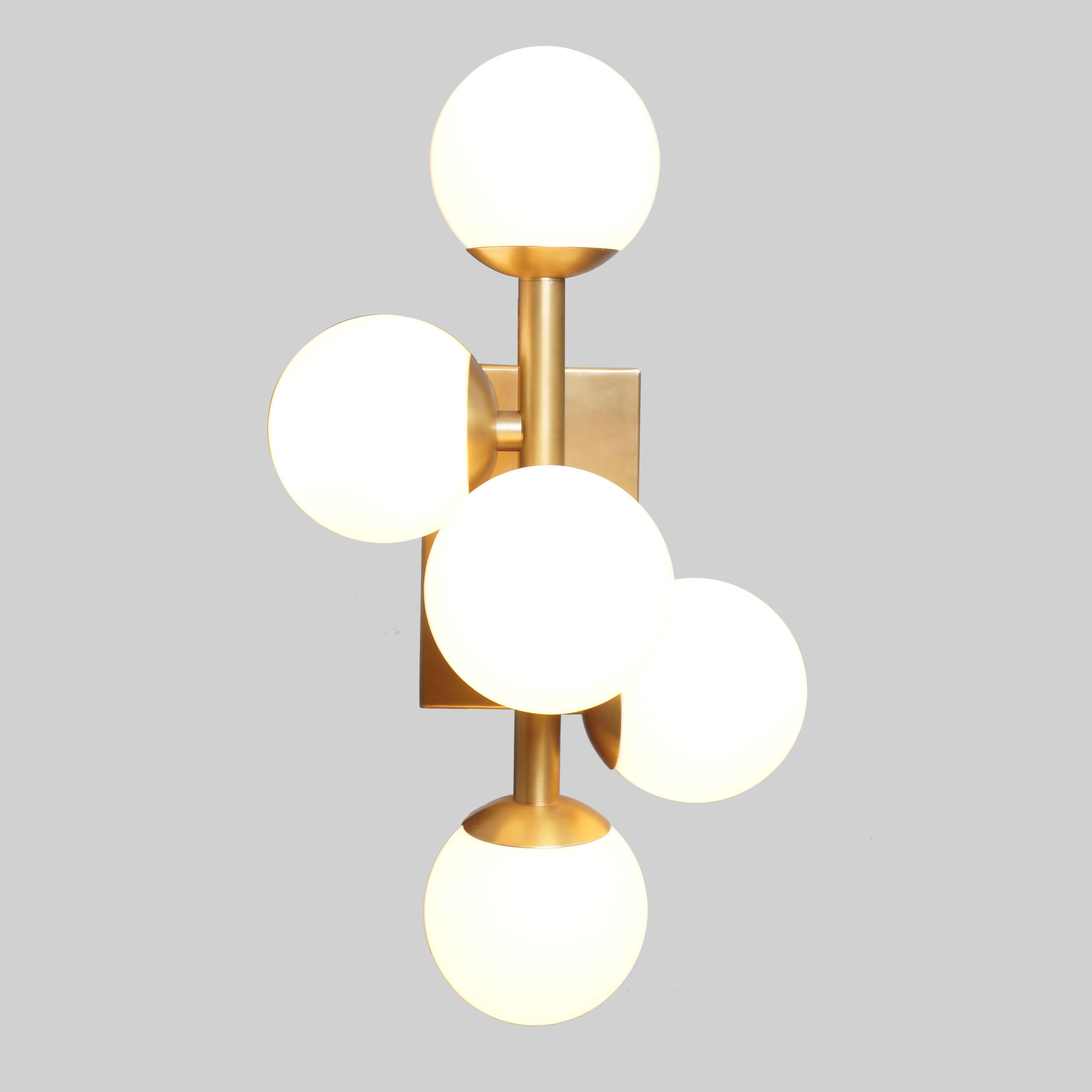 Five Globe Brass Wall Sconce - Doozie Light Studio