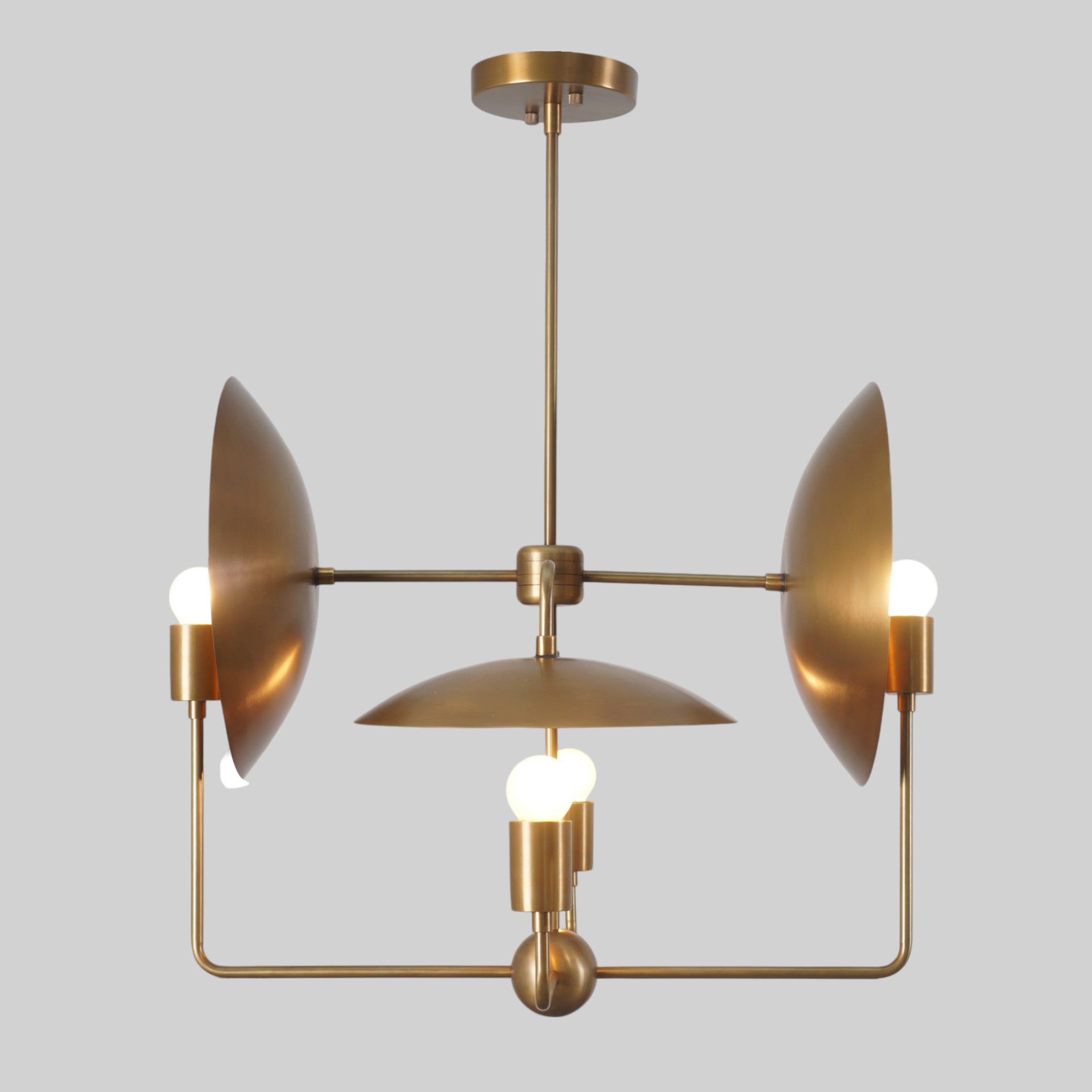 Modern Brass Four Light Sputnik Ceiling Chandelier - Doozie Light Studio