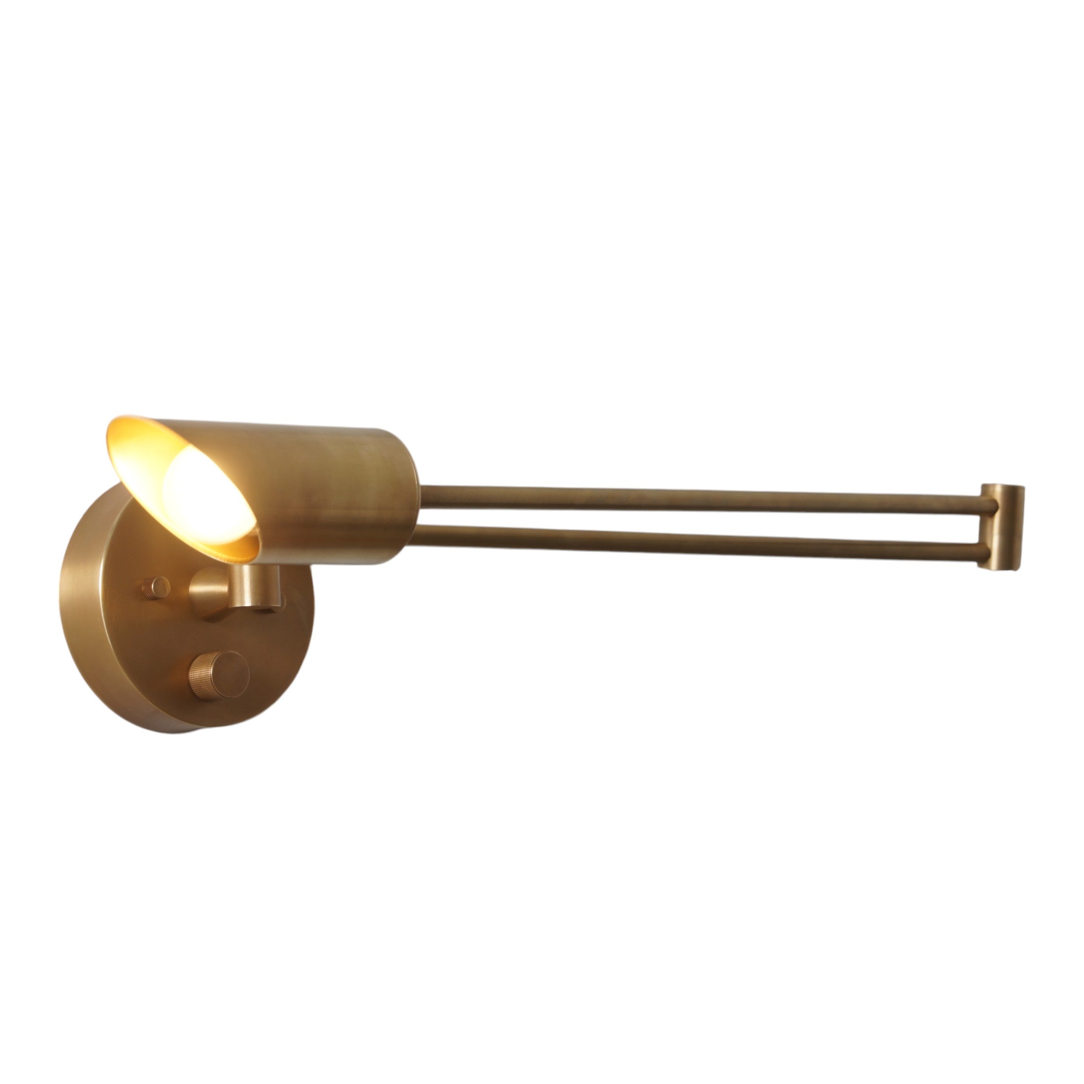 Single Light Brass Articulated Arm Wall Lamp - Doozie Light Studio