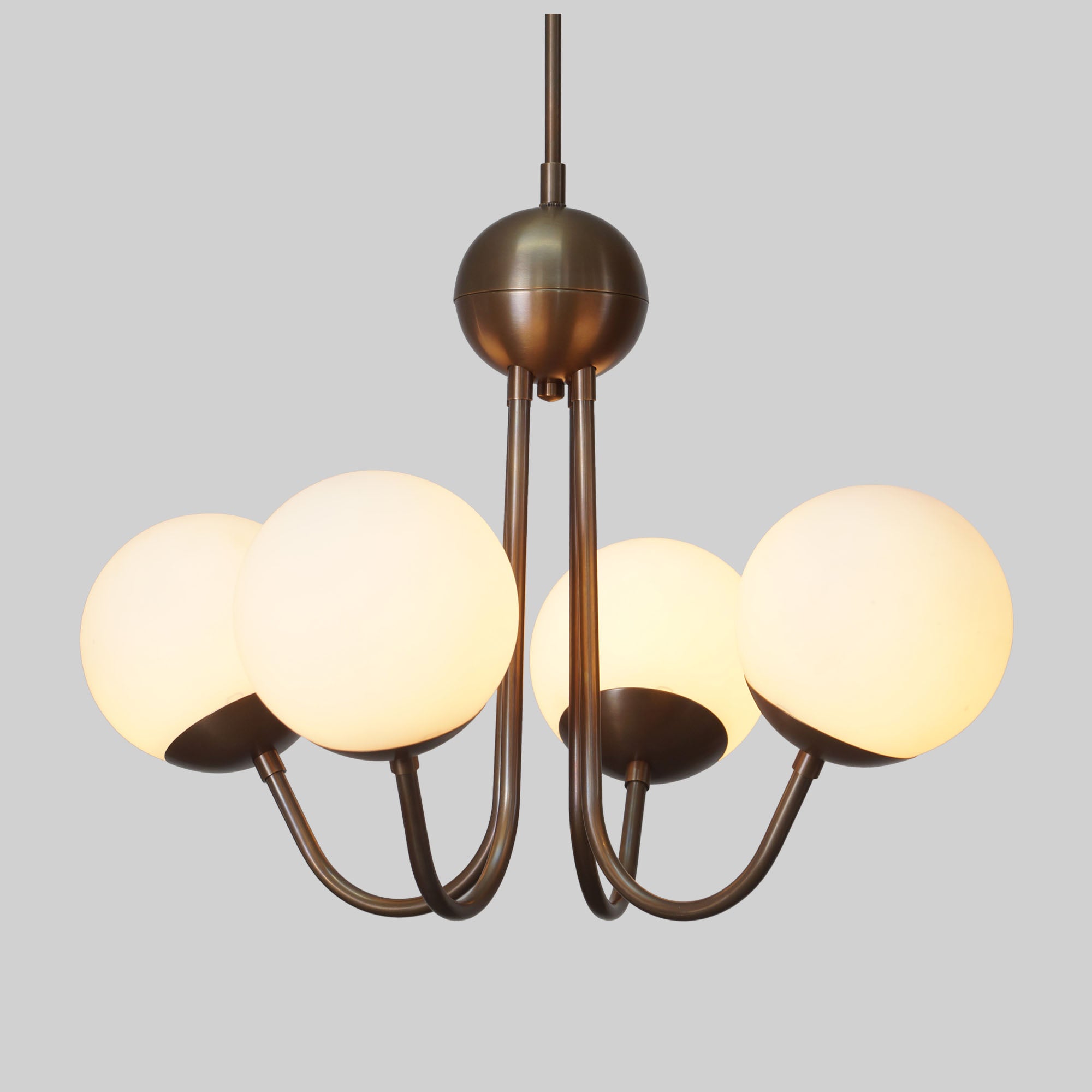 Four Globe Brass Sputnik Lotus Chandelier Pendant Light - Doozie Light Studio