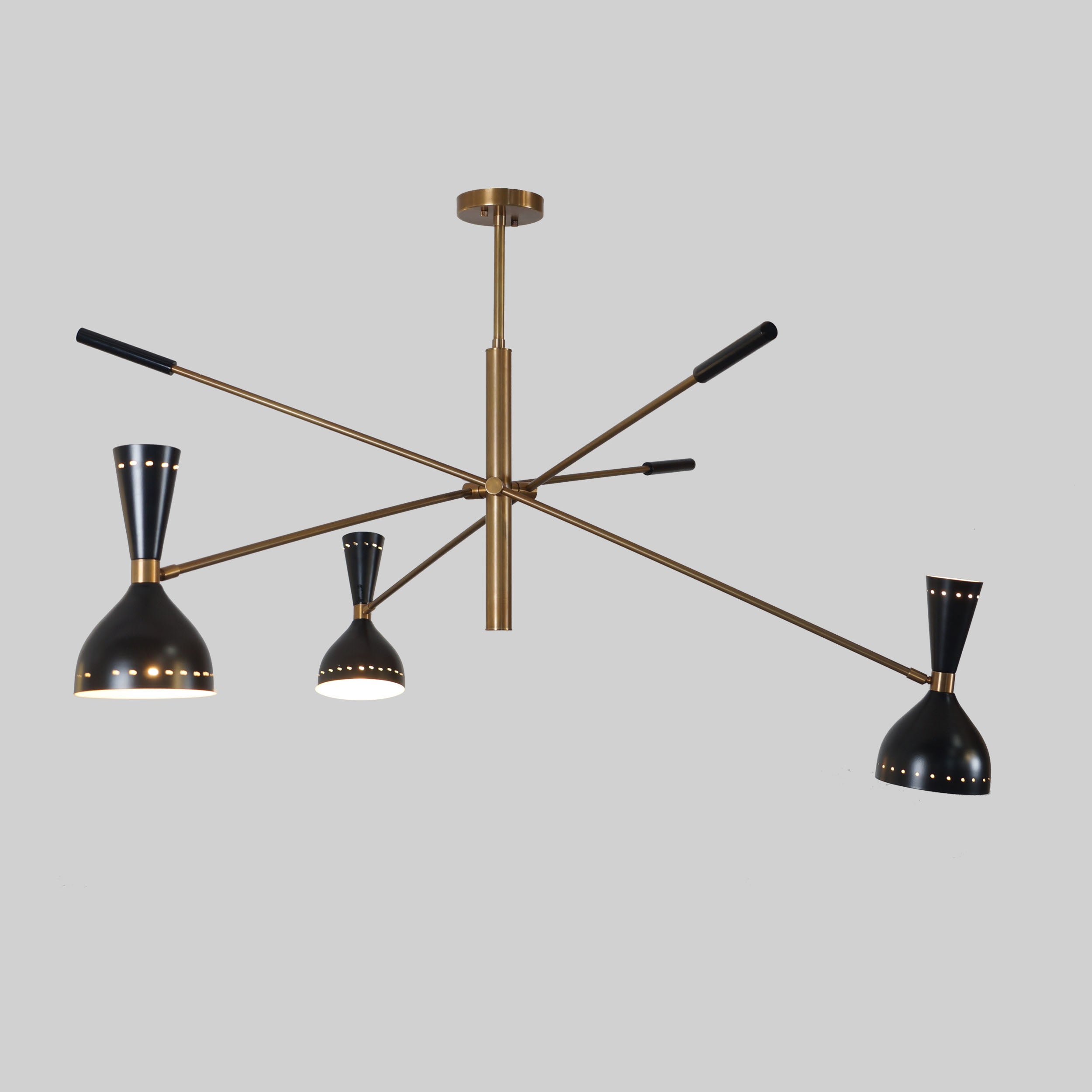 Triennale 3 Stilnovo Brass Chandelier - Doozie Light Studio