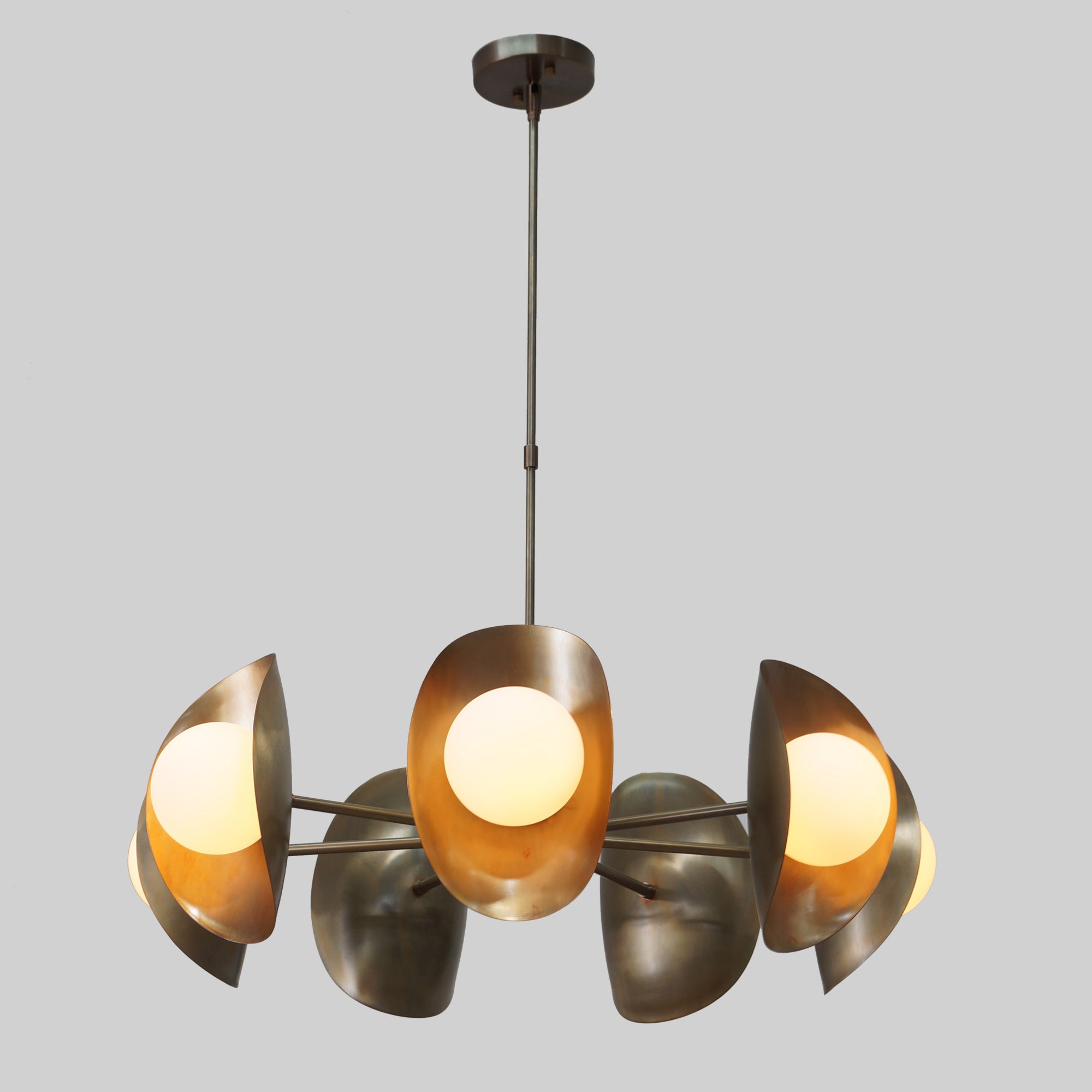 Seven Globe Brass Sputnik Tuna Chandelier Light Fixture - Doozie Light Studio