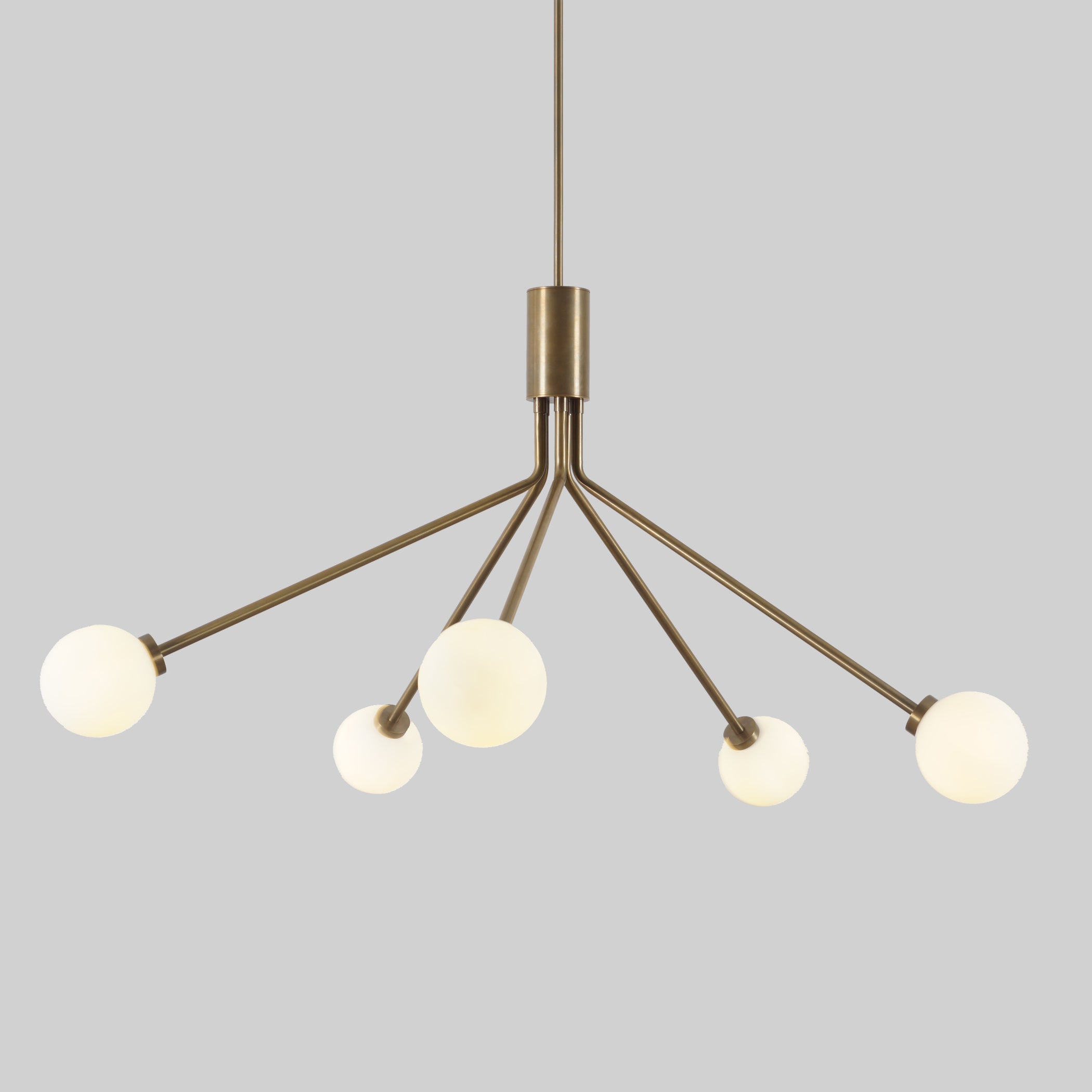 Five Globe Brass Sputnik Spider Chandelier Light Fixture - Doozie Light Studio