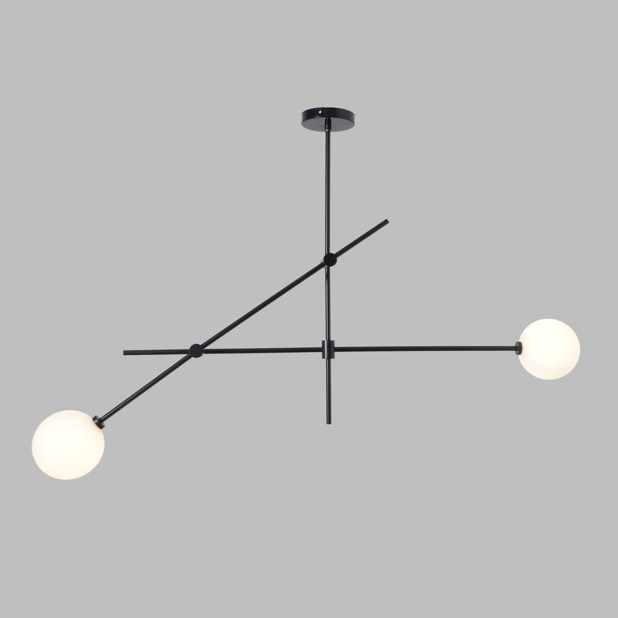 Brass Sputnik Two Globe Chandelier Light Fixture - Doozie Light Studio