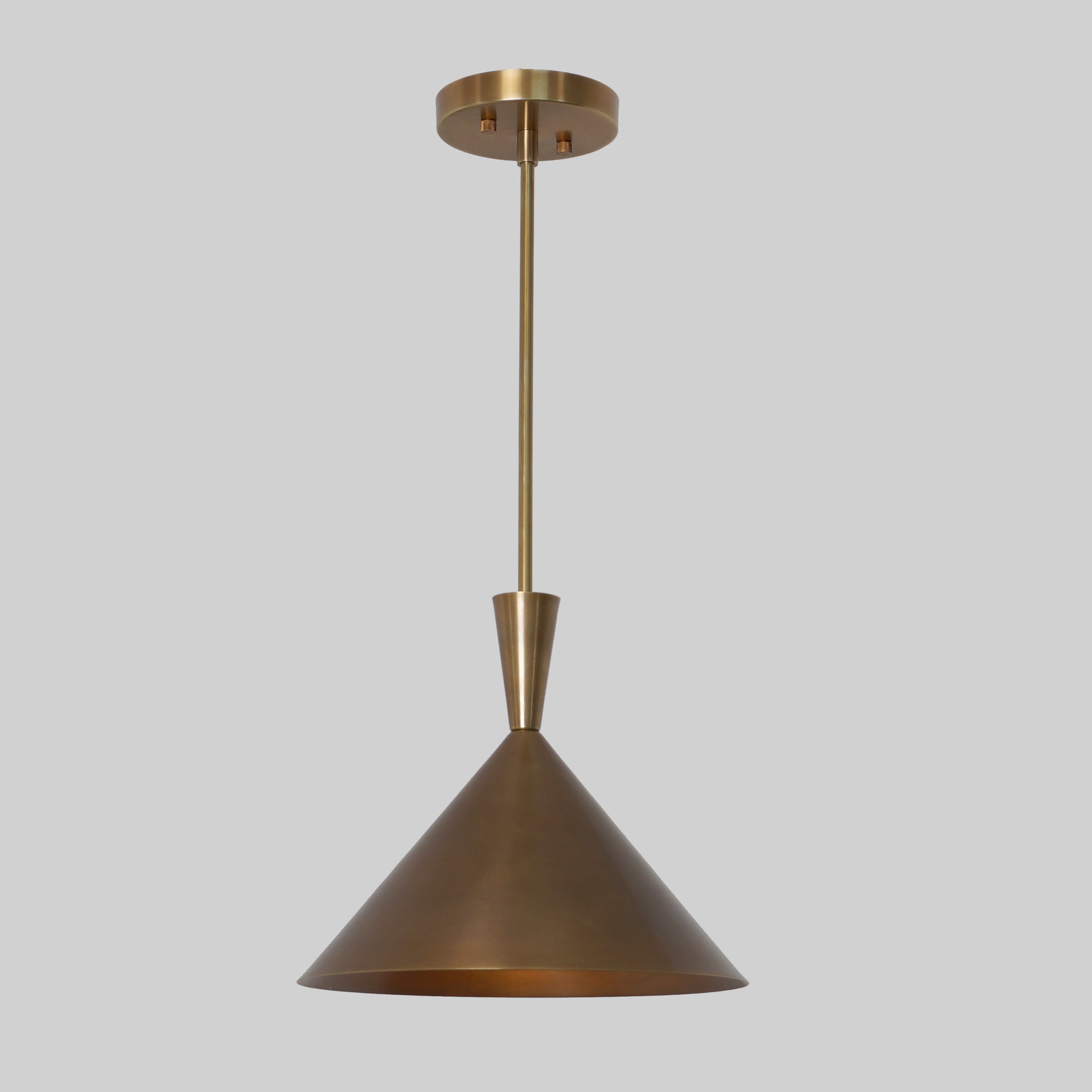 Contemporary Brass Cone Pendant Light - Doozie Light Studio