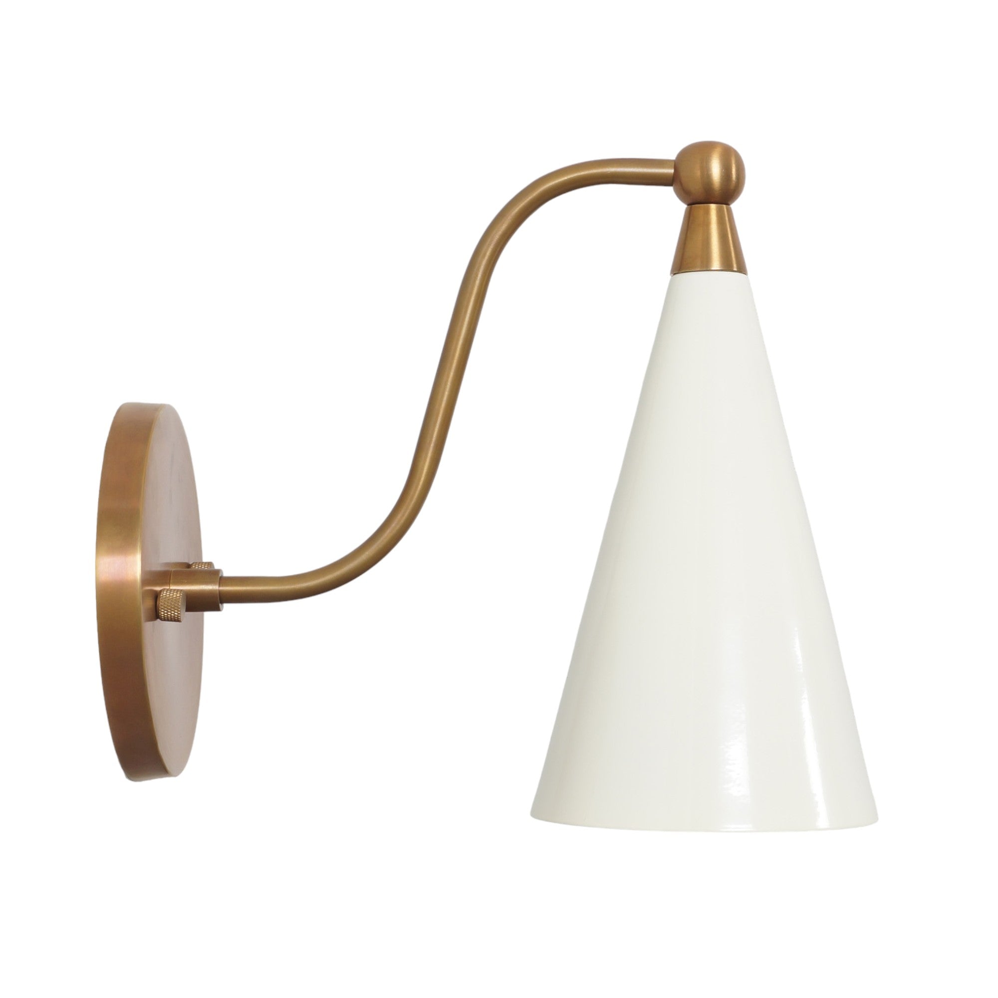 Single Light Cone Shade Brass Wall Sconce - Doozie Light Studio