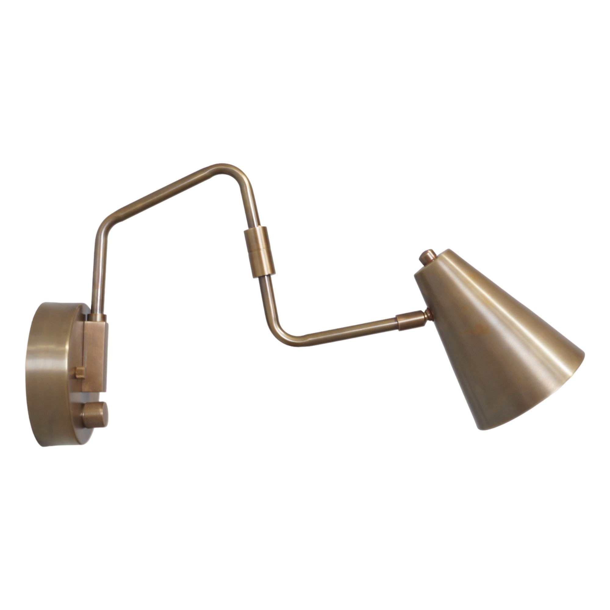 Mini Novel Brass Swing Arm Wall Lamp - Doozie Light Studio