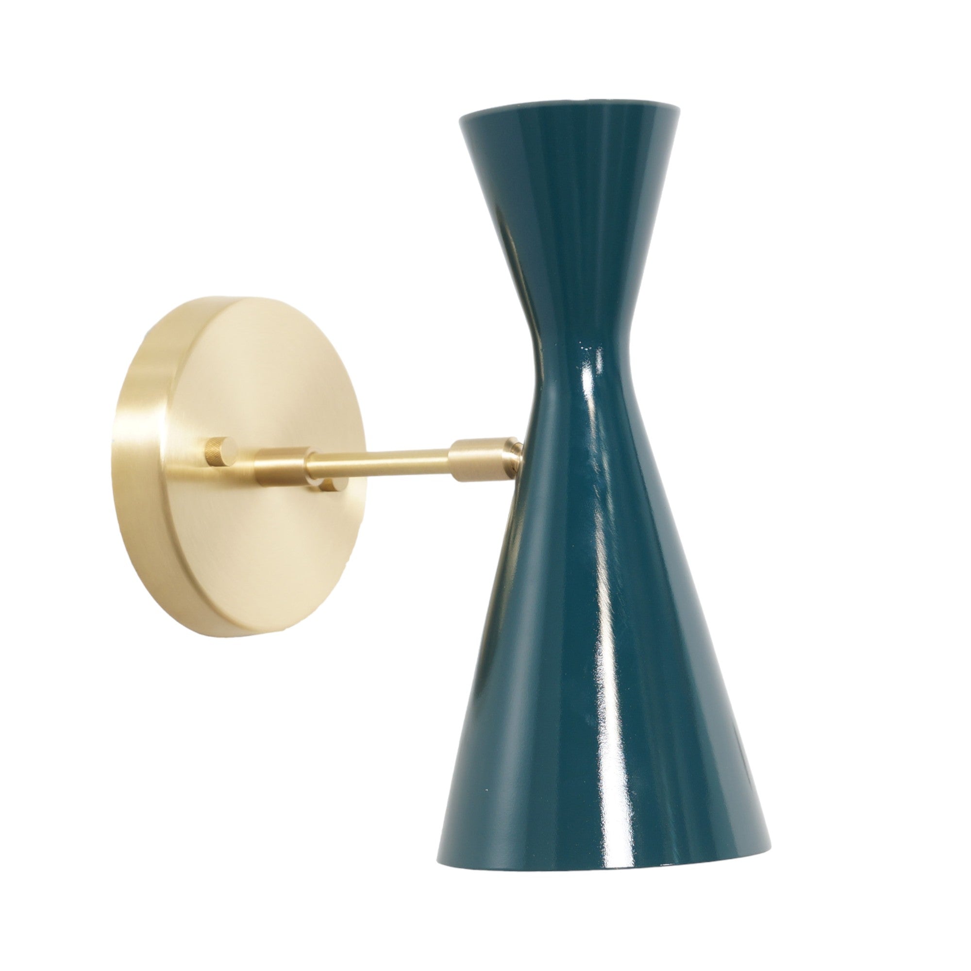 Single Light Cone Shade Brass Wall Sconce - Doozie Light Studio
