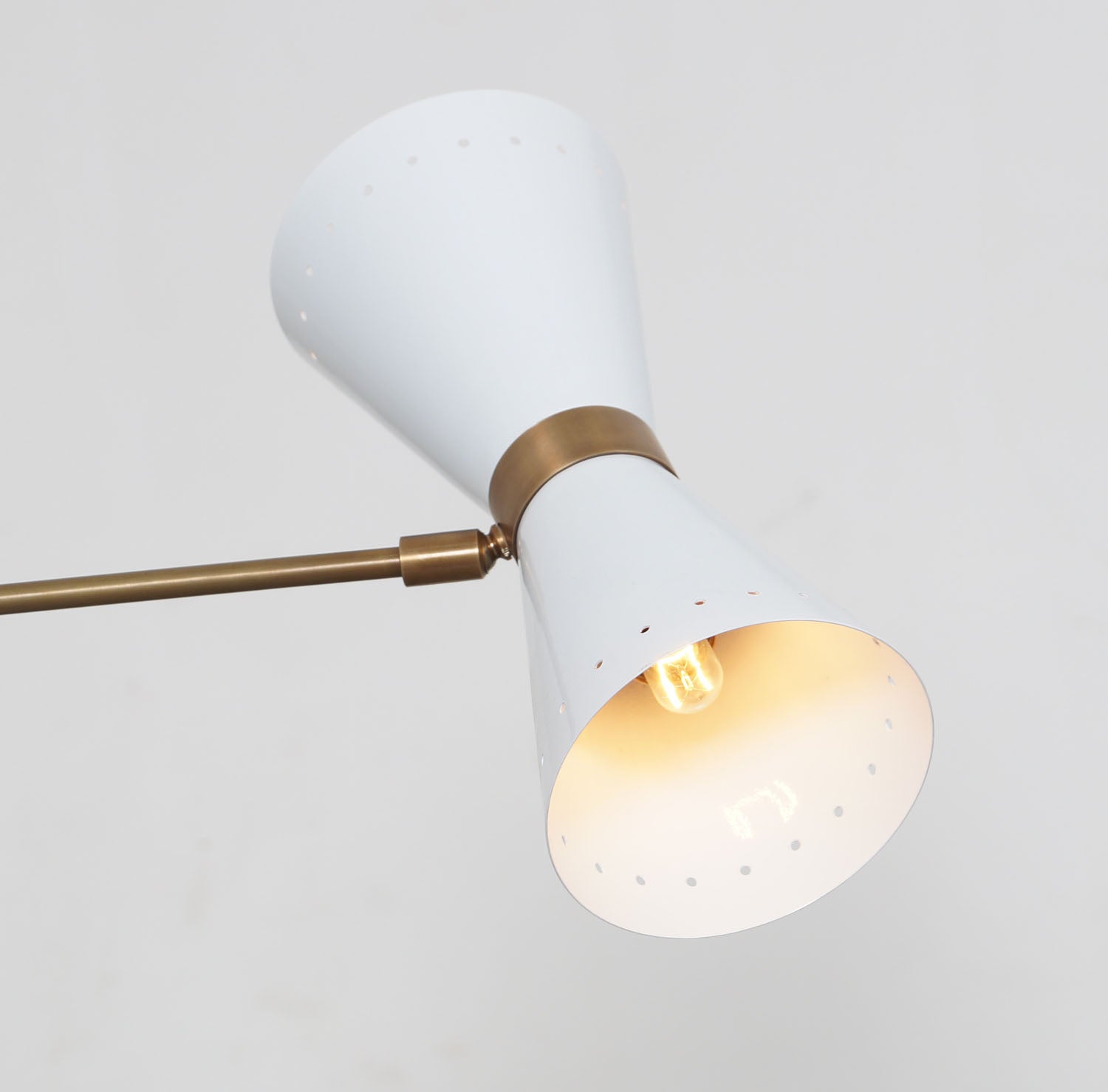 Brass Articulated Arm Double Shade Wall Lamp - Doozie Light Studio