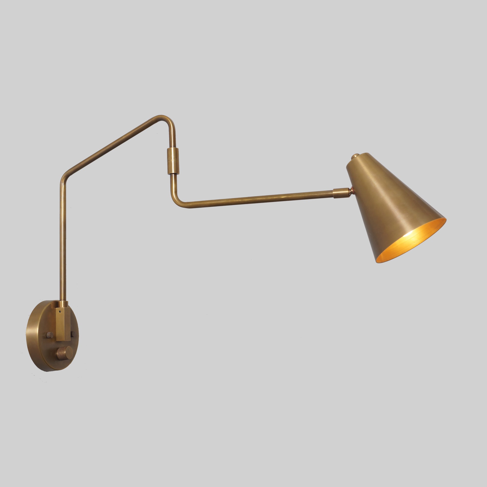Novel Brass Swing Arm Wall Lamp - Doozie Light Studio