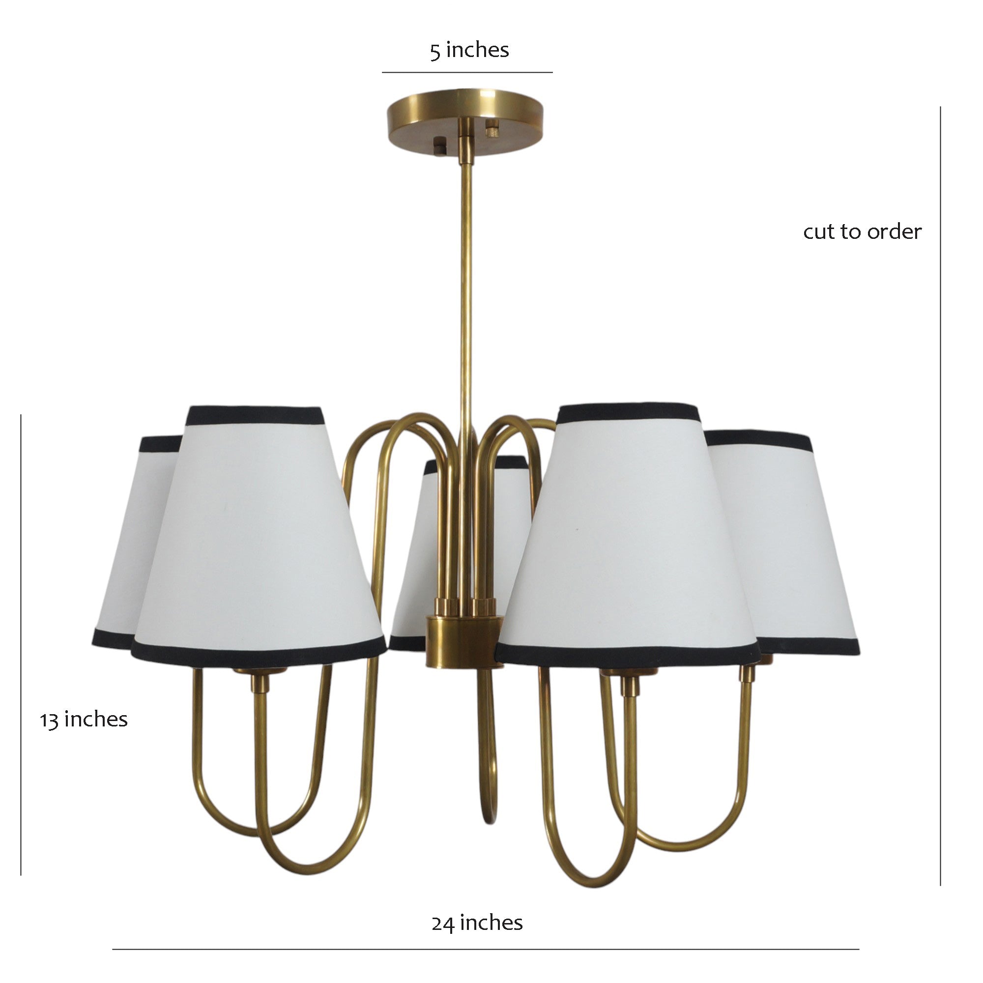 Five Linen Shade Light Brass Chandelier Fixture - Doozie Light Studio