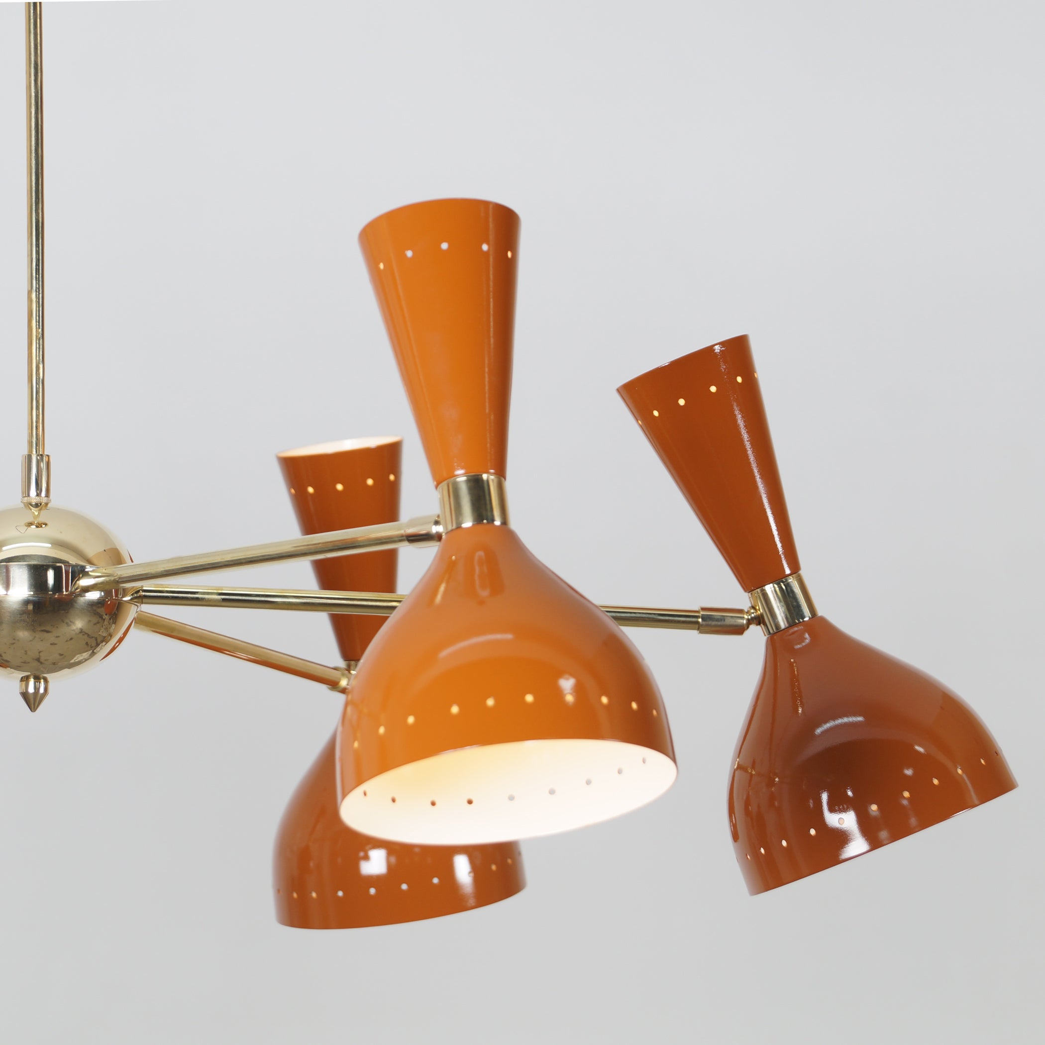Diabola 5 Stilnovo Brass Chandelier Fixture - Doozie Light Studio