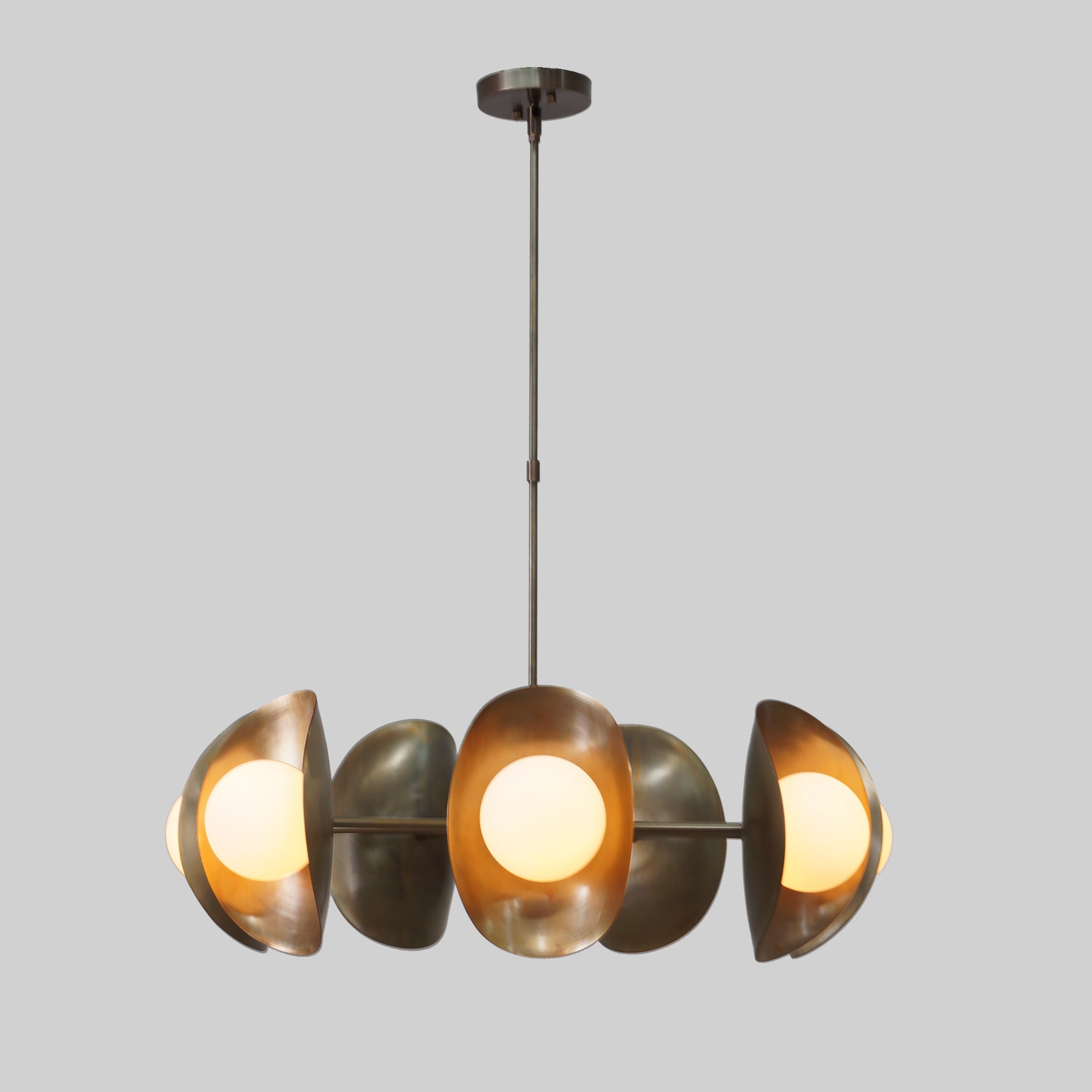 Seven Globe Brass Sputnik Tuna Chandelier Light Fixture - Doozie Light Studio