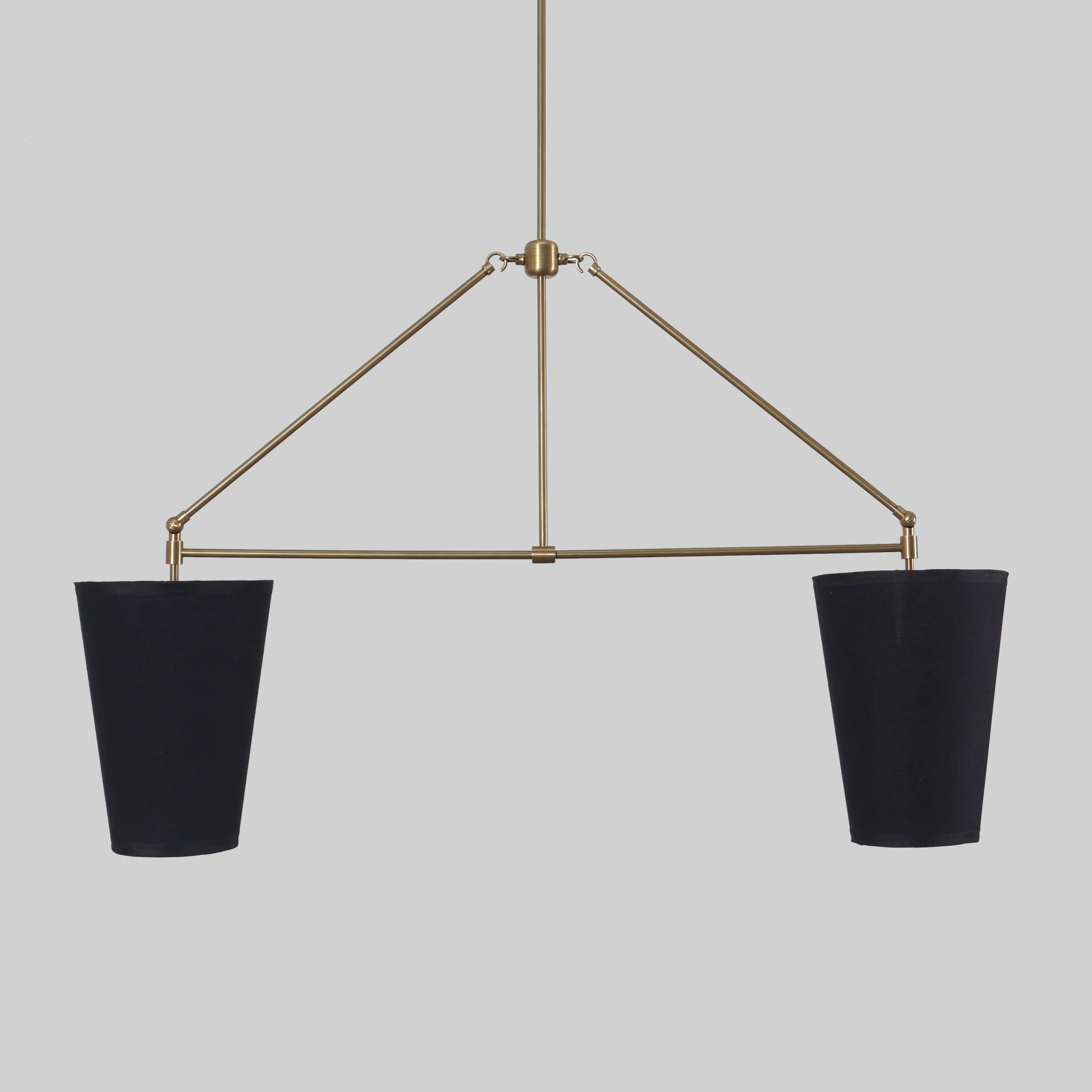 Two Light Linen Shade Brass Pendant Ceiling Light Fixture - Doozie Light Studio