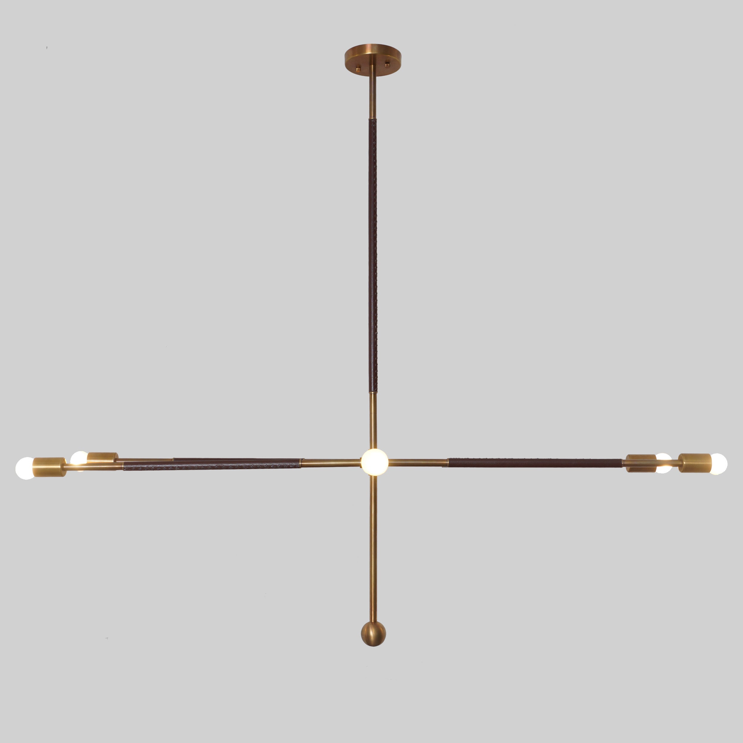 Stilnovo Brass Six Light Highway Ceiling Chandelier Pendant Light - Doozie Light Studio