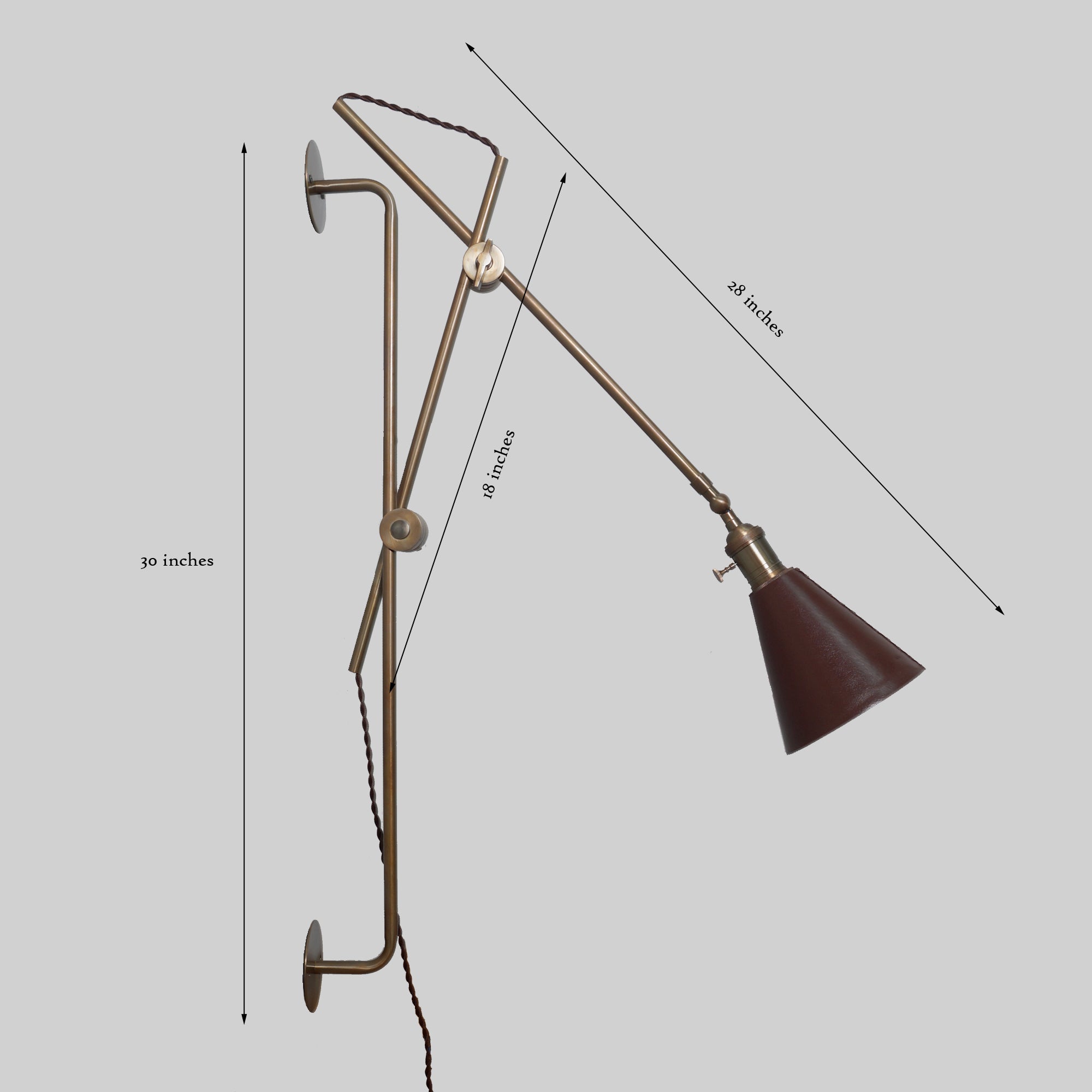 Articulated Arms Brass Grace Wall Lamp - Doozie Light Studio