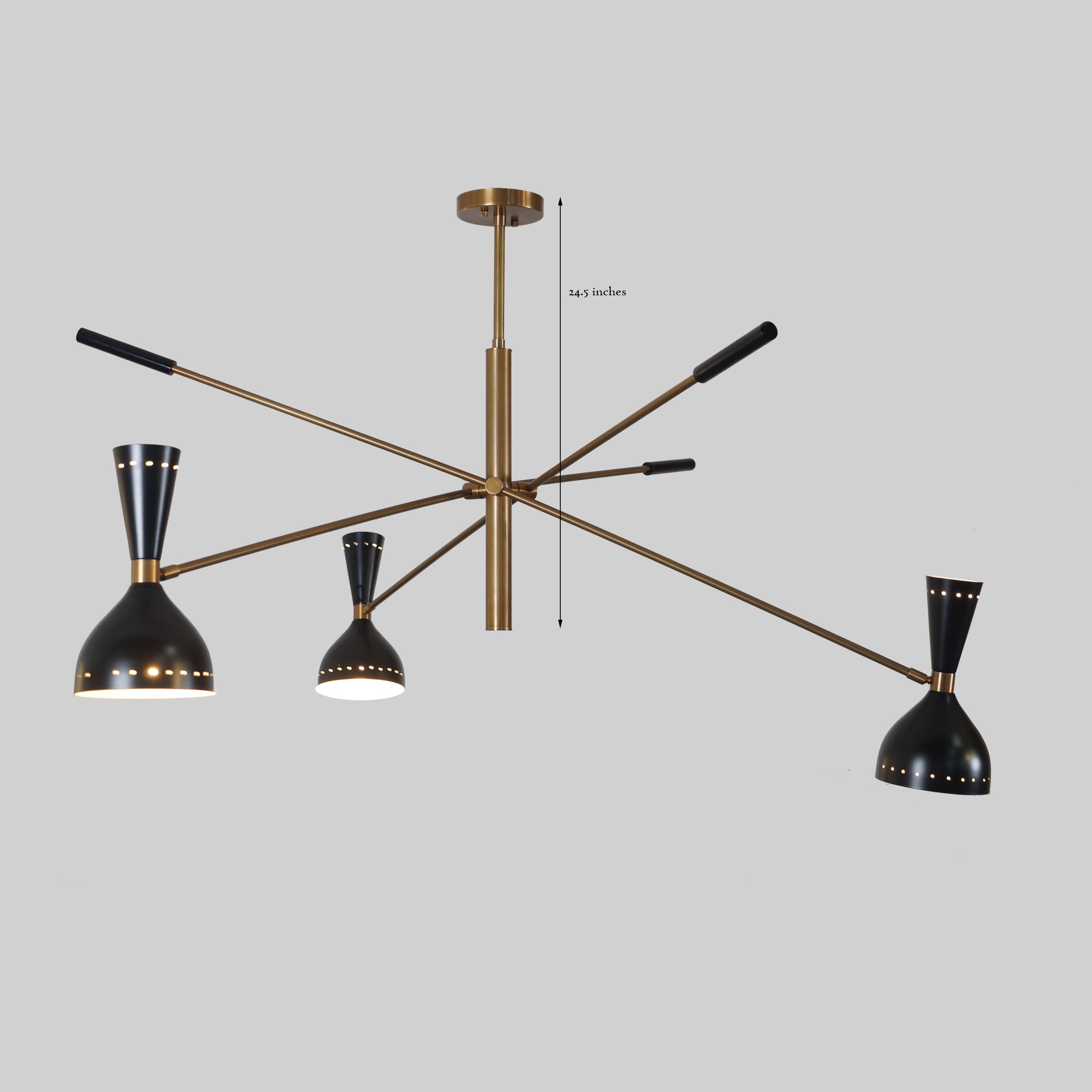 Triennale 3 Stilnovo Brass Chandelier - Doozie Light Studio