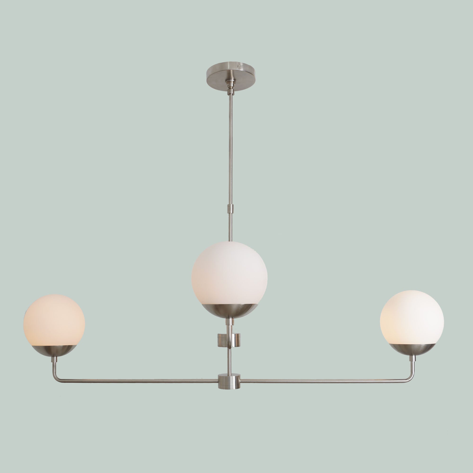 Four Glass Globe Shade Light Brass Sputnik Chandelier - Doozie Light Studio