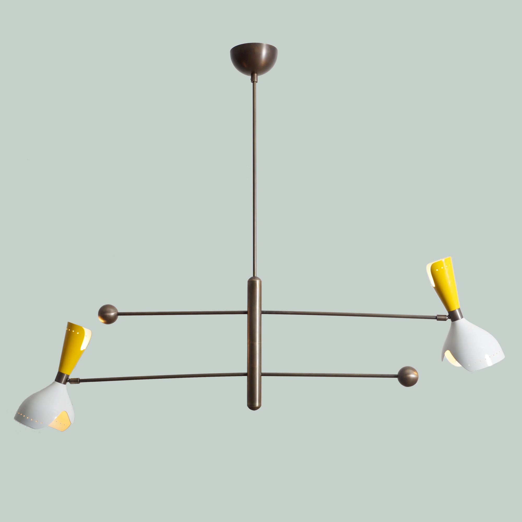 Two Light Shade Brass Pendant Light Fixture - Doozie Light Studio