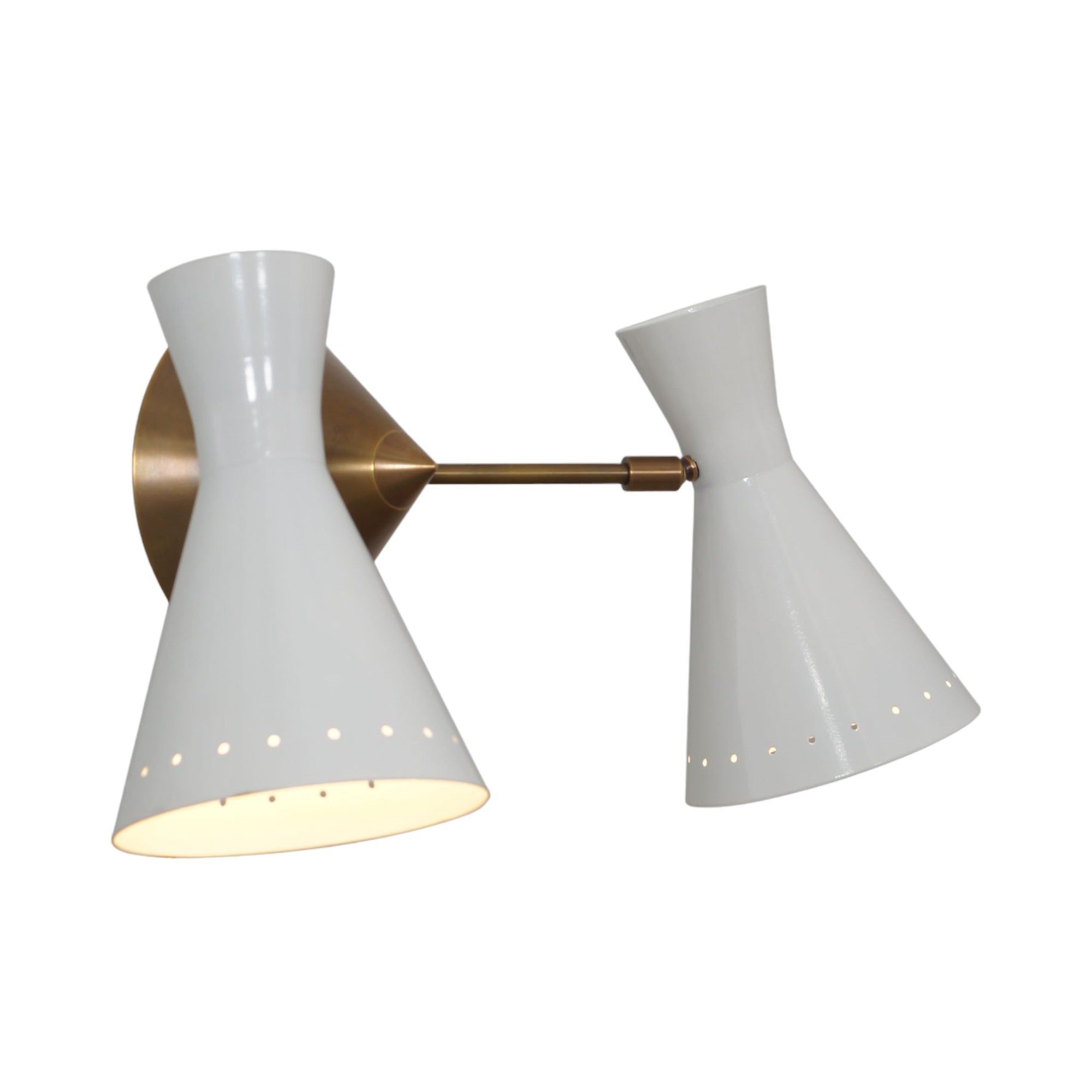 Double Shade Brass Articulated Arm Wall Lamp - Doozie Light Studio