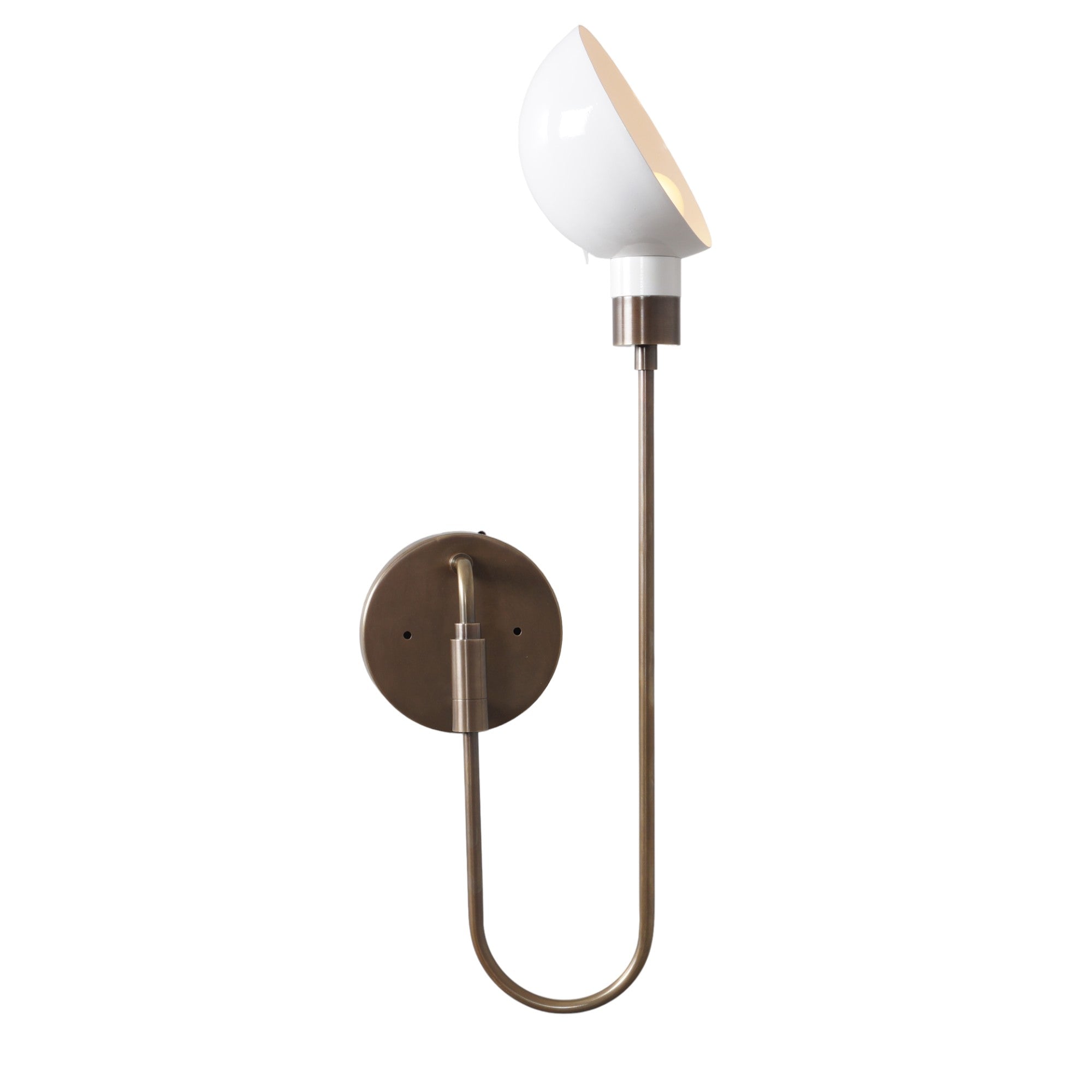 Single Light Cone Shade Brass Wall Lamp - Doozie Light Studio