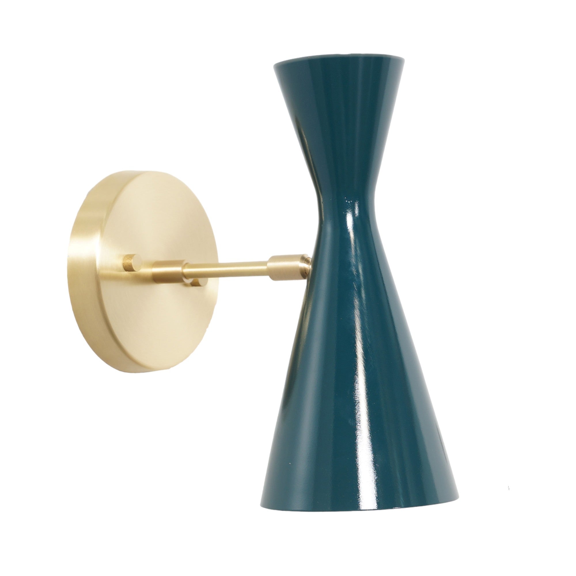 Single Light Cone Shade Brass Wall Sconce - Doozie Light Studio