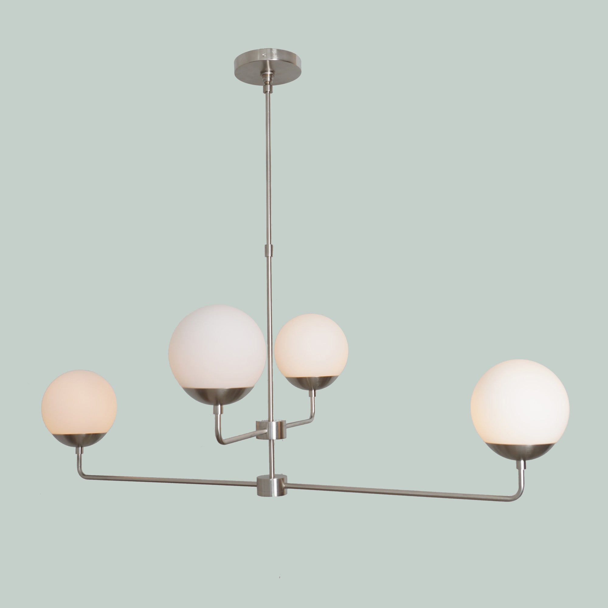 Four Glass Globe Shade Light Brass Sputnik Chandelier - Doozie Light Studio