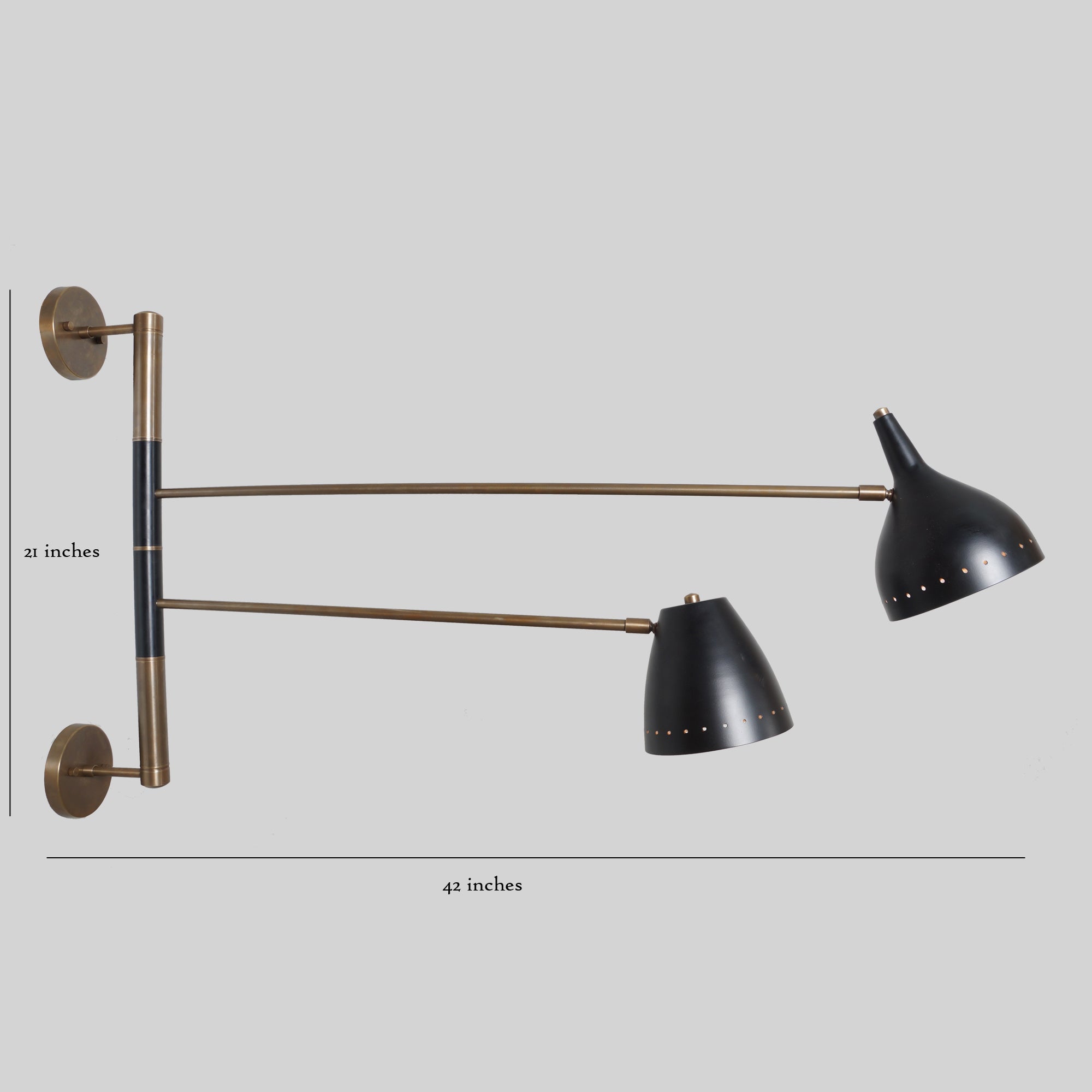 Double Shade Brass Articulated Arm Wall Fixture - Doozie Light Studio