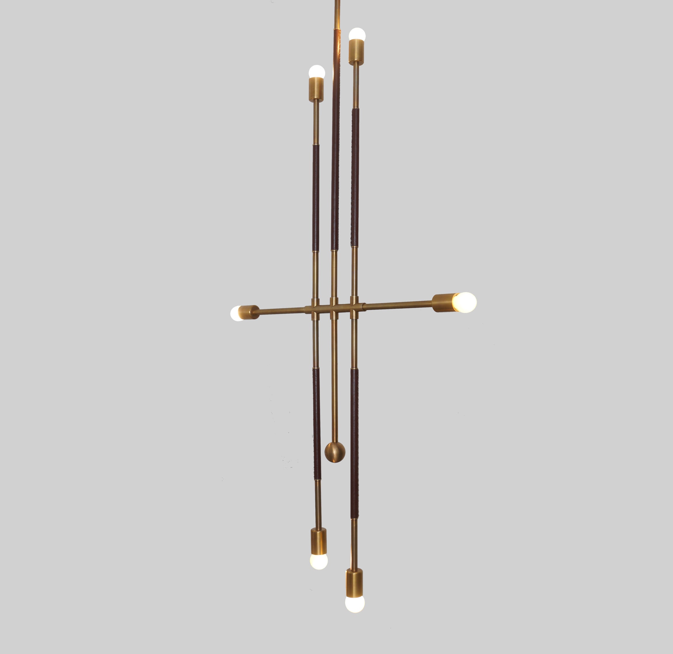Stilnovo Brass Six Light Highway Ceiling Chandelier Pendant Light - Doozie Light Studio