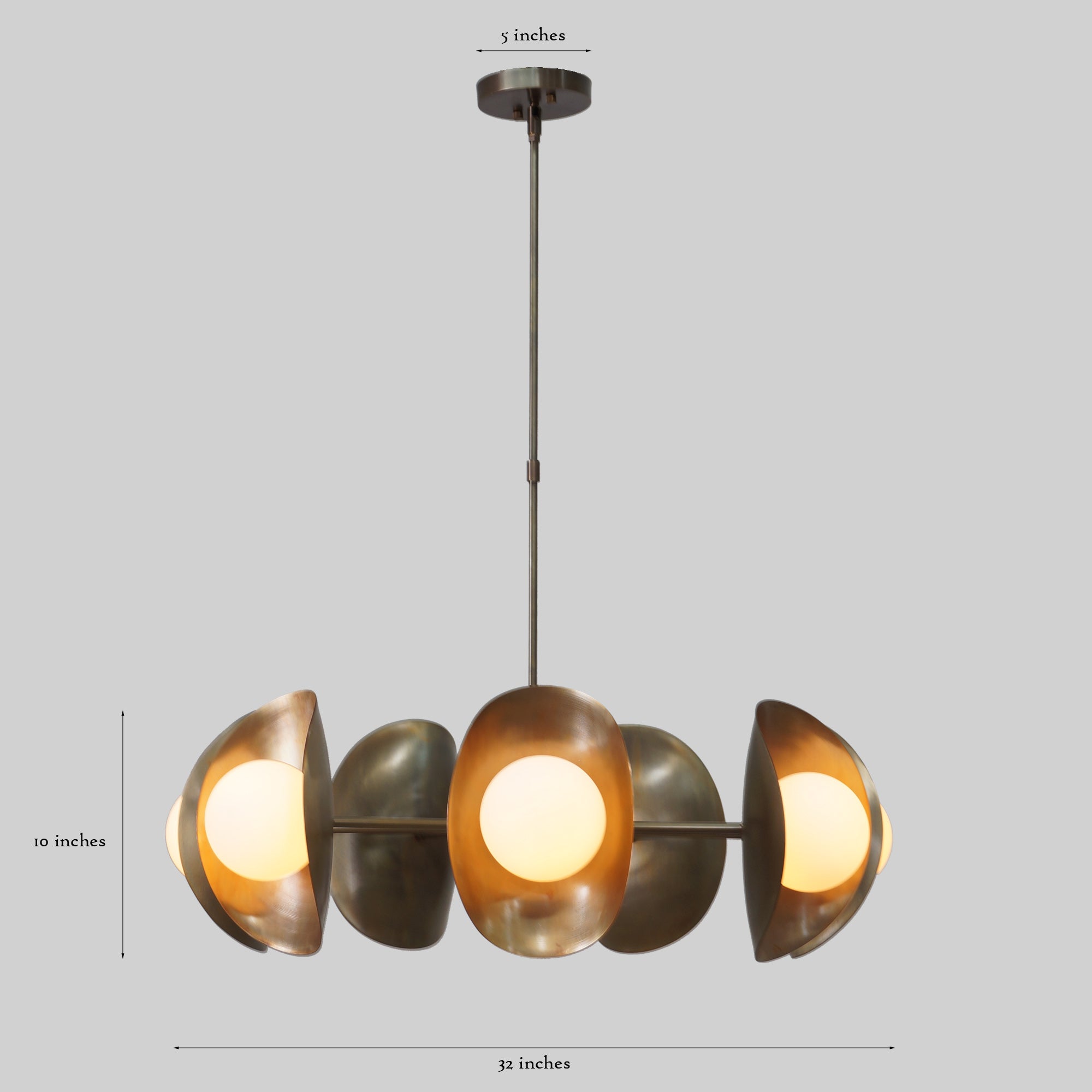Seven Globe Brass Sputnik Tuna Chandelier Light Fixture - Doozie Light Studio