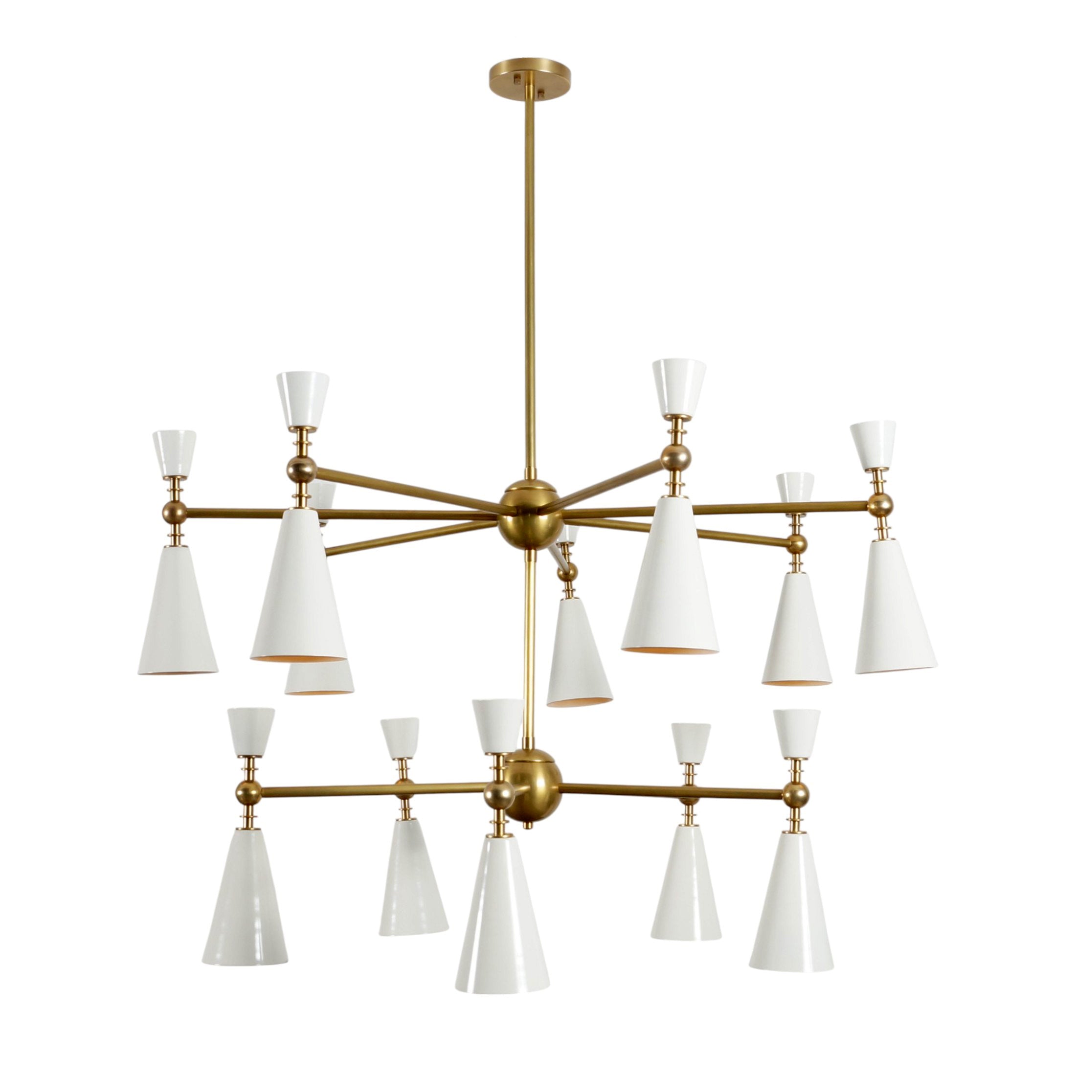 Twelve Light Rox Brass Sputnik Chandelier - Doozie Light Studio