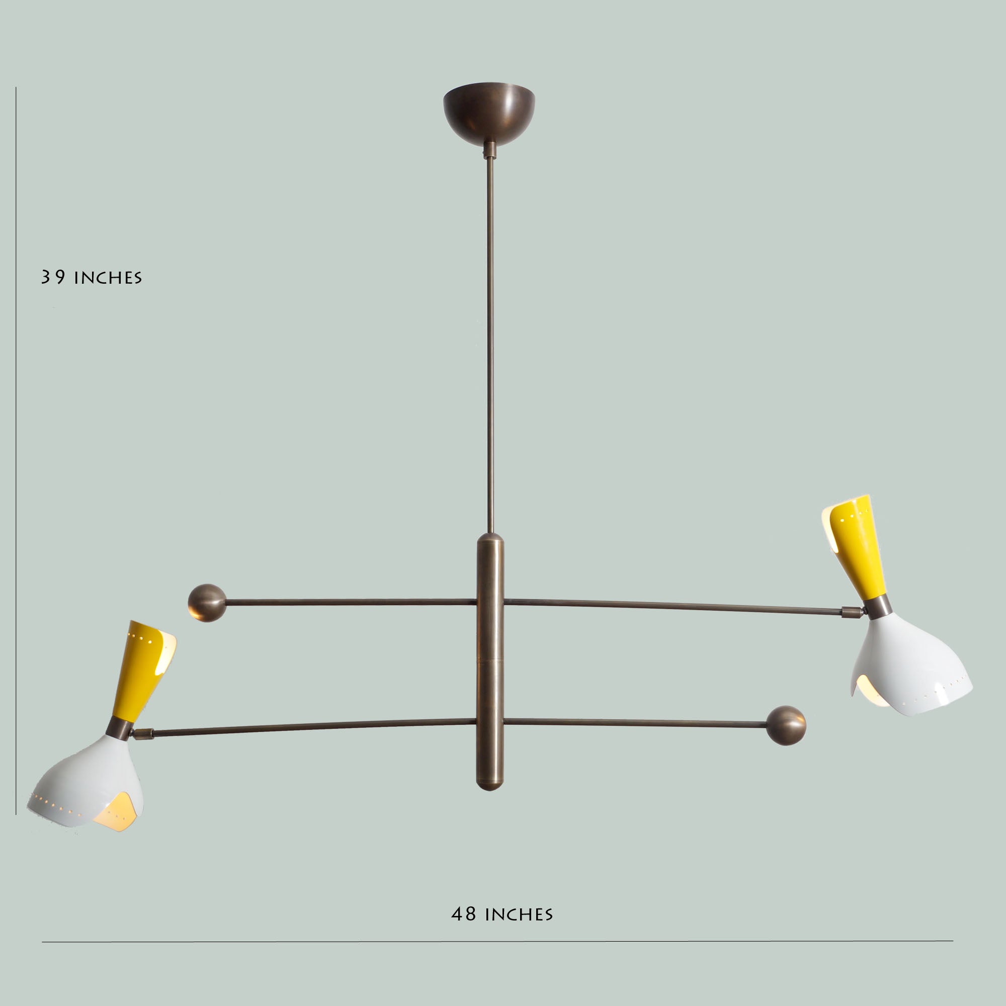 Two Light Shade Brass Pendant Light Fixture - Doozie Light Studio