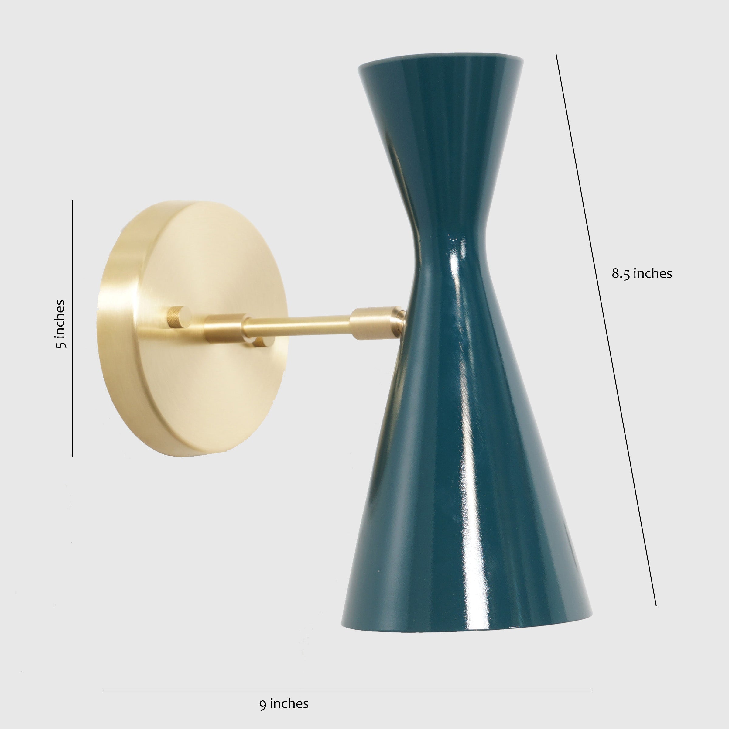Single Light Cone Shade Brass Wall Sconce - Doozie Light Studio