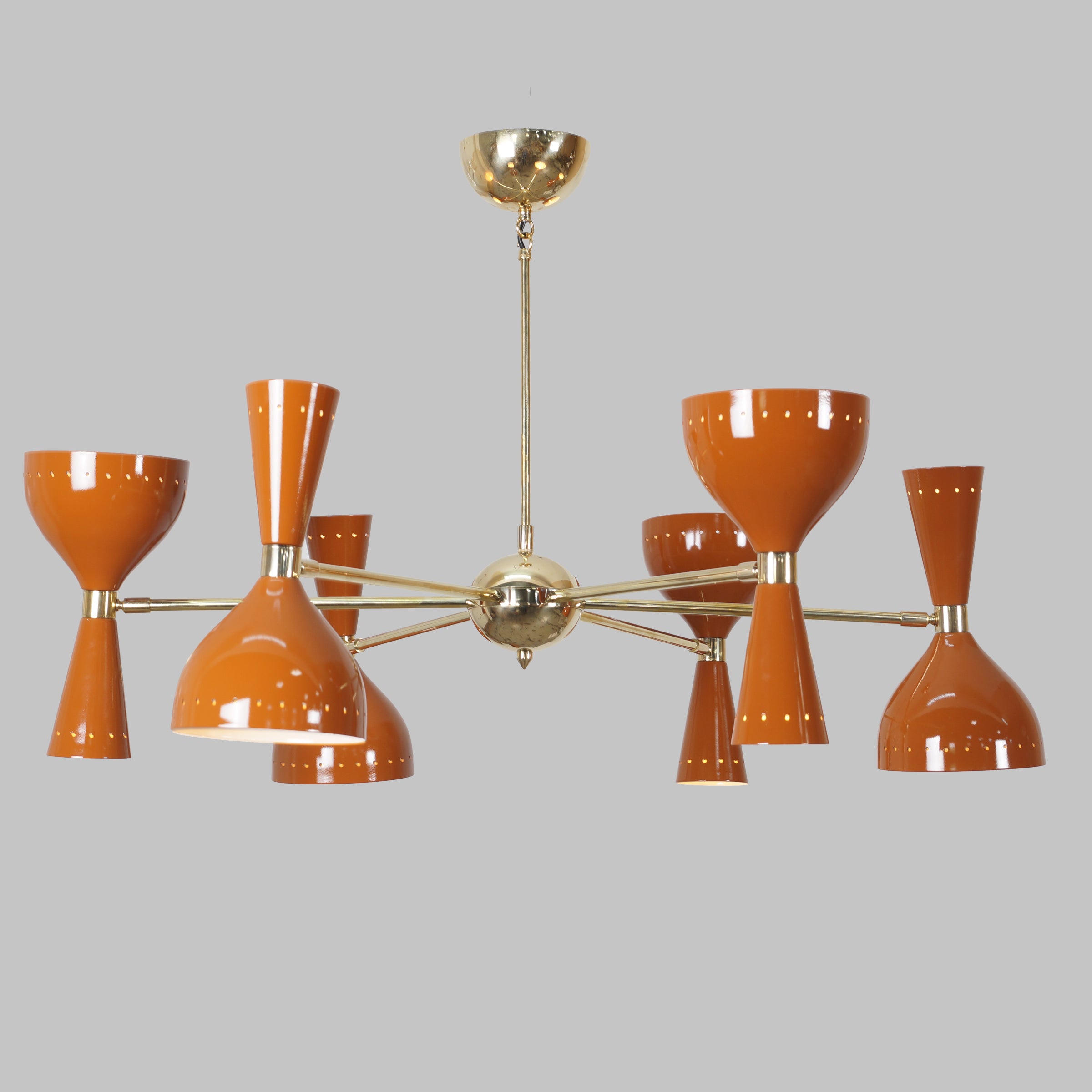 Diabola 5 Stilnovo Brass Chandelier Fixture - Doozie Light Studio