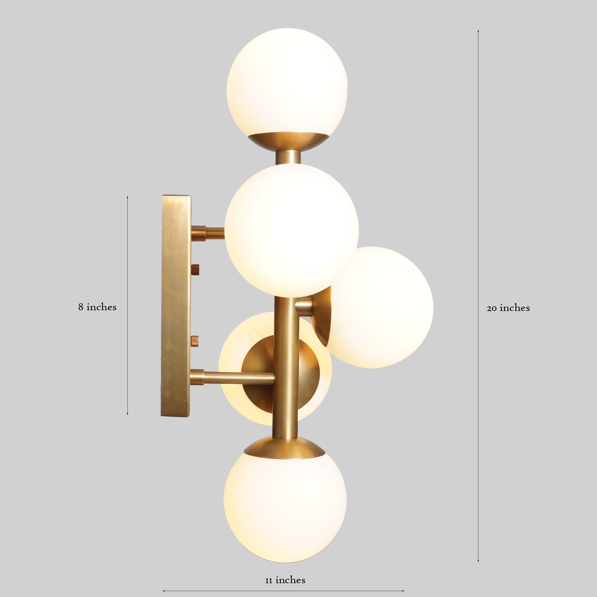 Five Globe Brass Wall Sconce - Doozie Light Studio