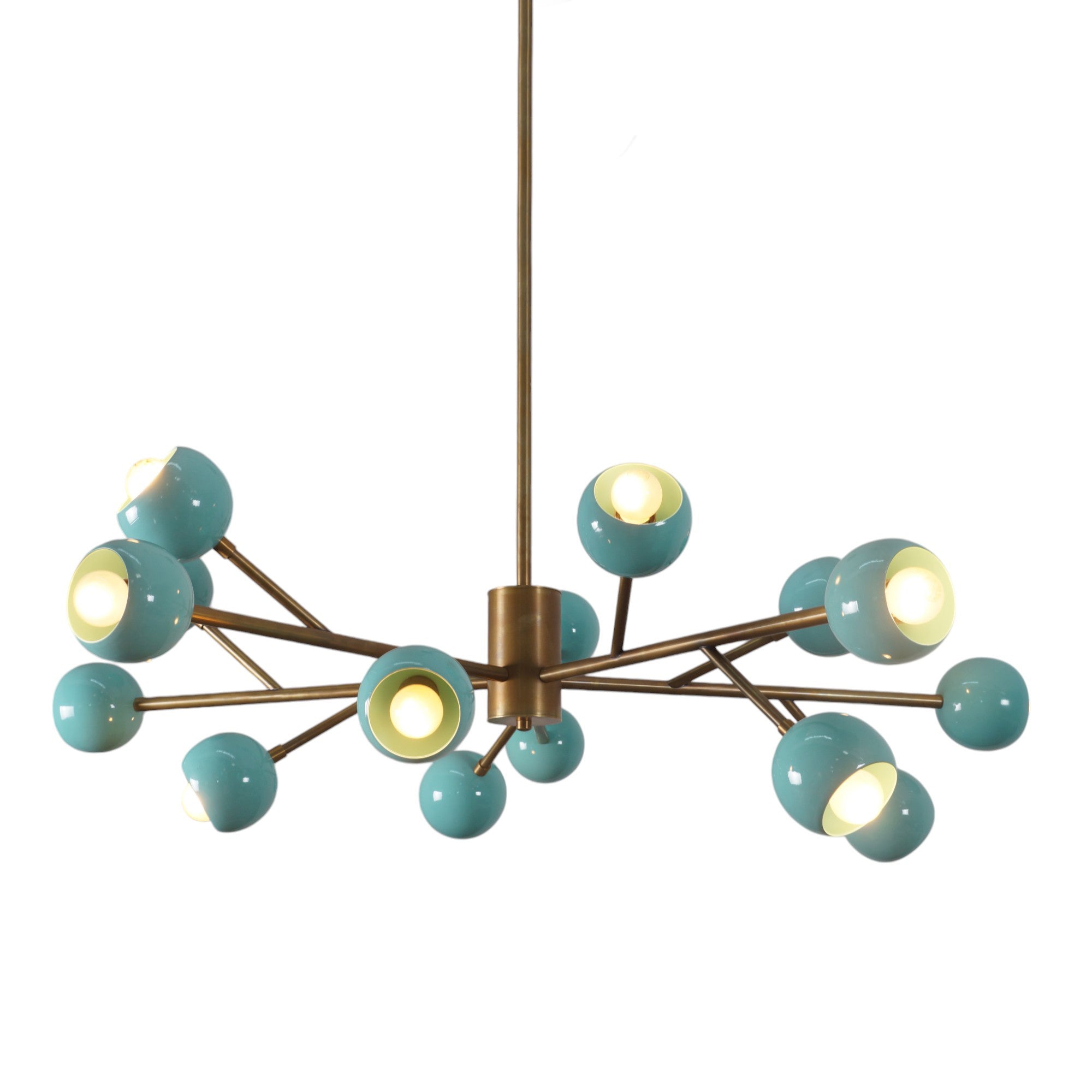 Fifteen Light Brass Sputnik Chandelier - Doozie Light Studio