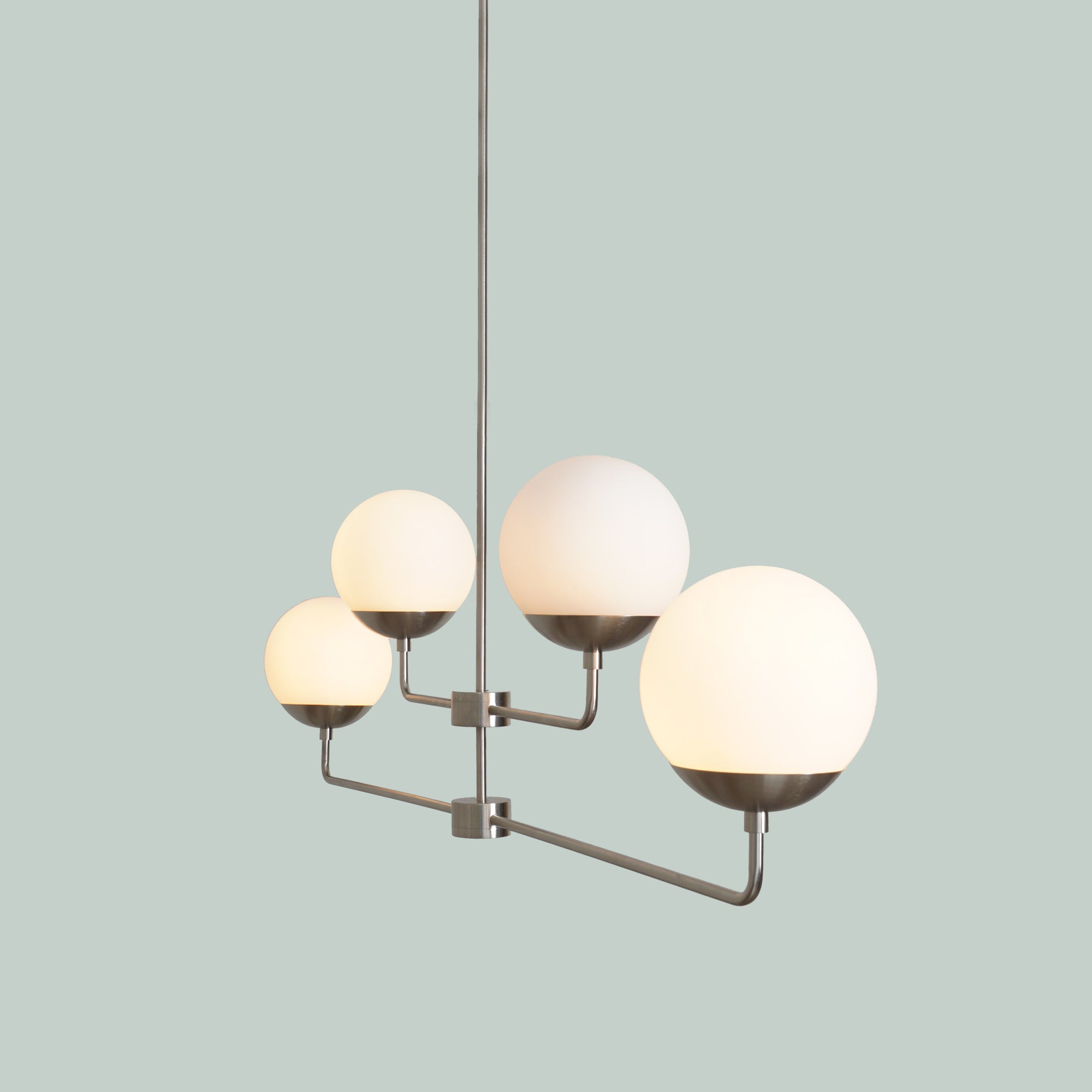 Four Glass Globe Shade Light Brass Sputnik Chandelier - Doozie Light Studio