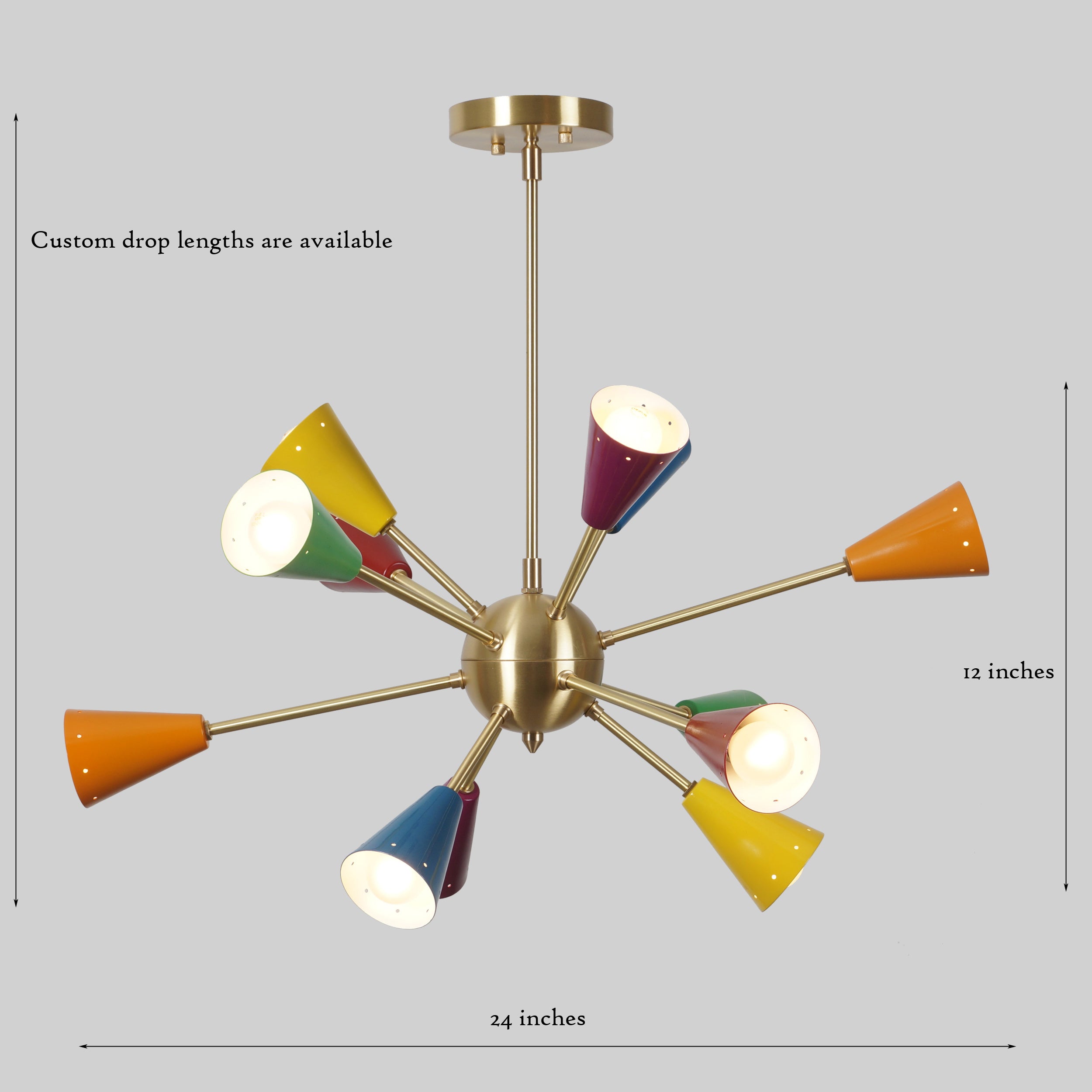 Multi Color Twelve Light Sputnik Chandelier - Doozie Light Studio