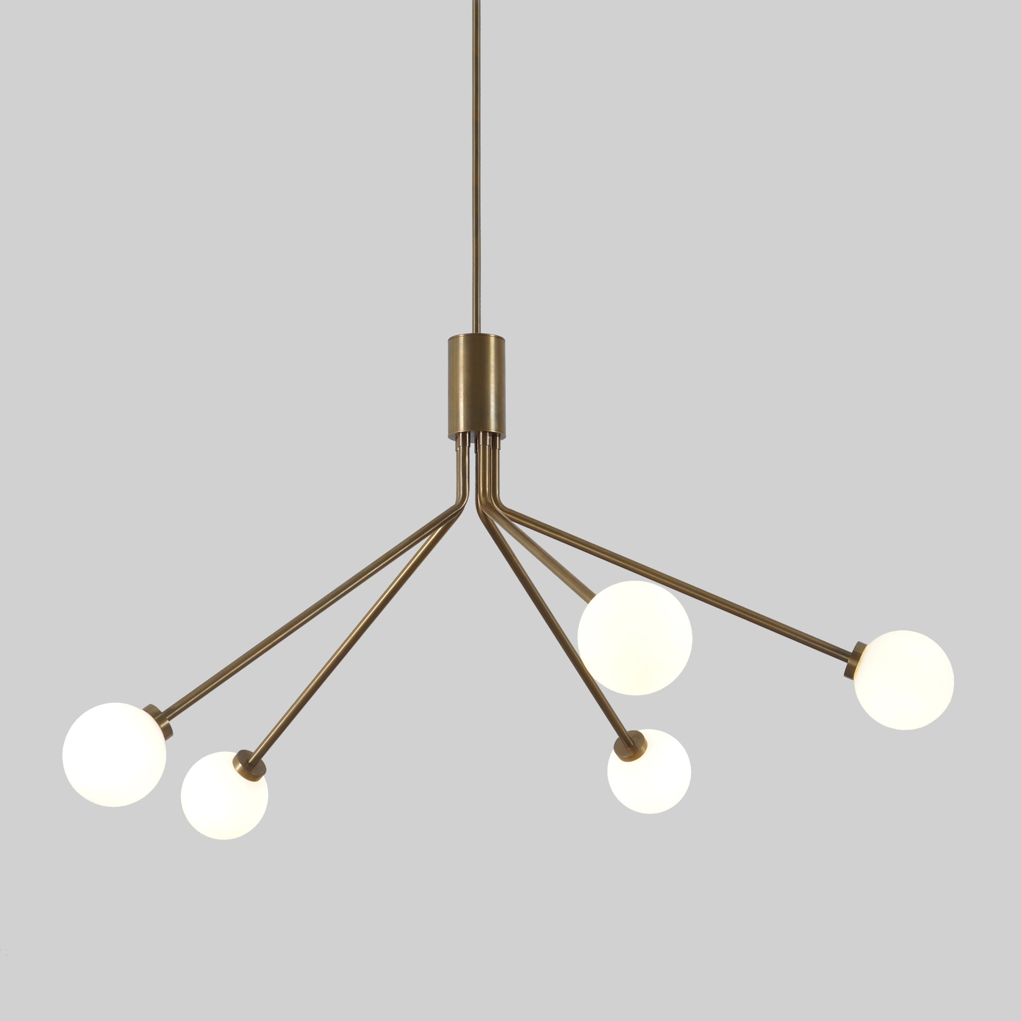 Five Globe Brass Sputnik Spider Chandelier Light Fixture - Doozie Light Studio